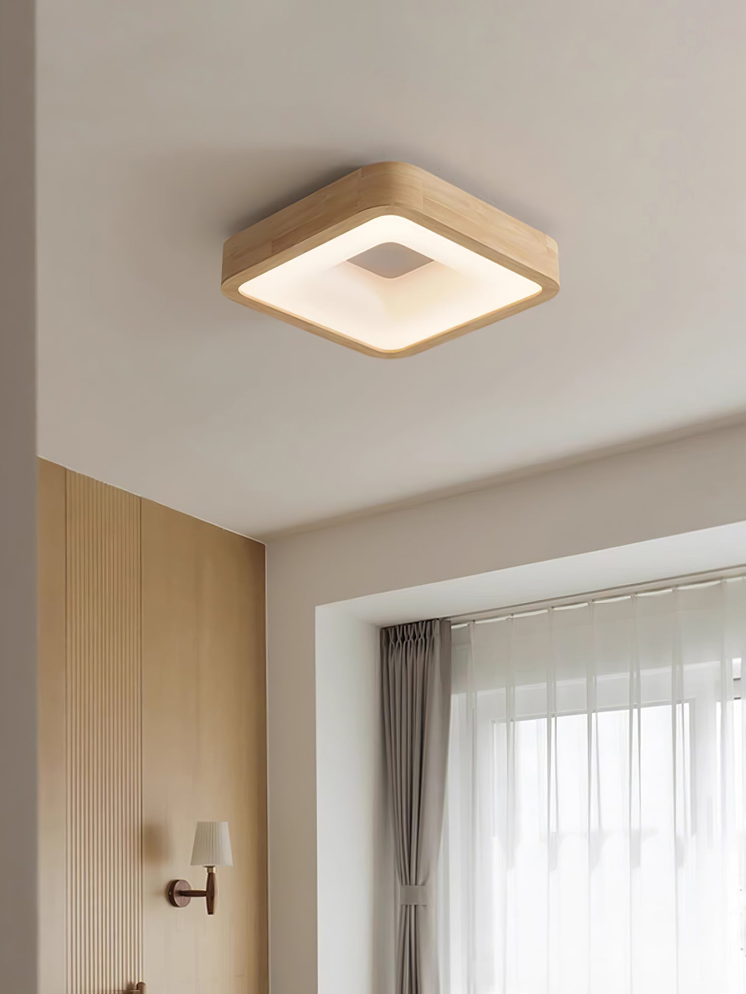 Uphae Plafonnier Minimaliste Carré en Bois