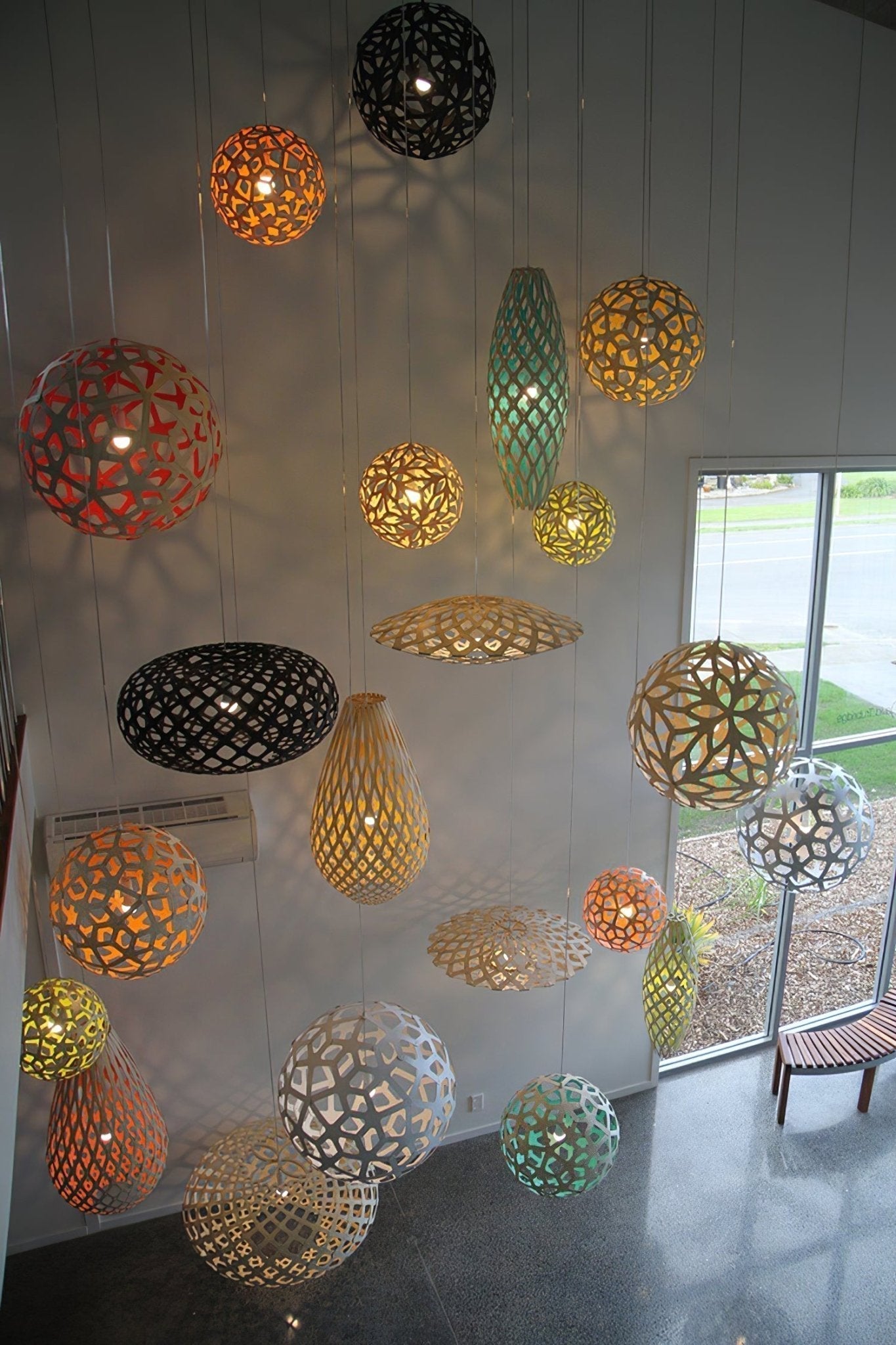 Lustra Suspension Géométrique en Bois Tressé