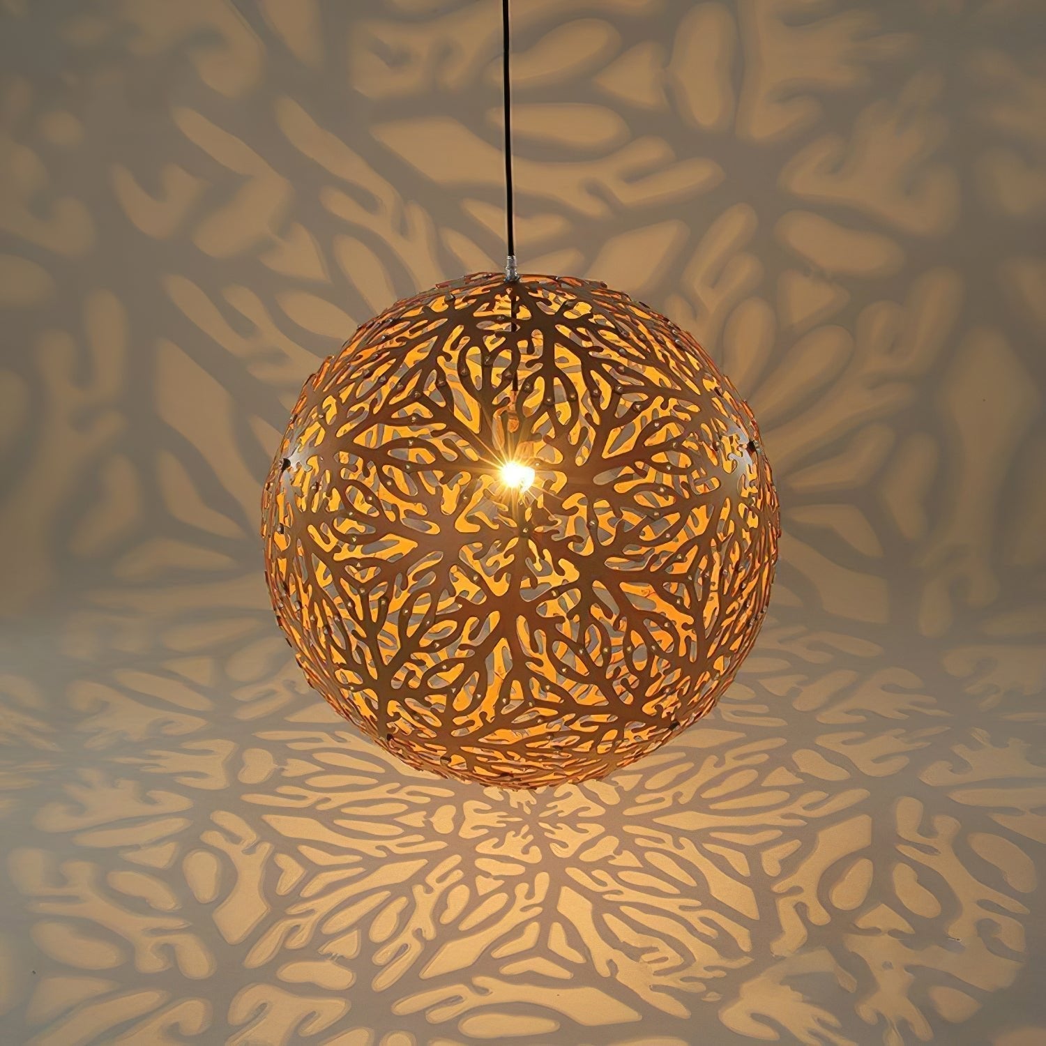 Lustra Suspension Géométrique en Bois Tressé