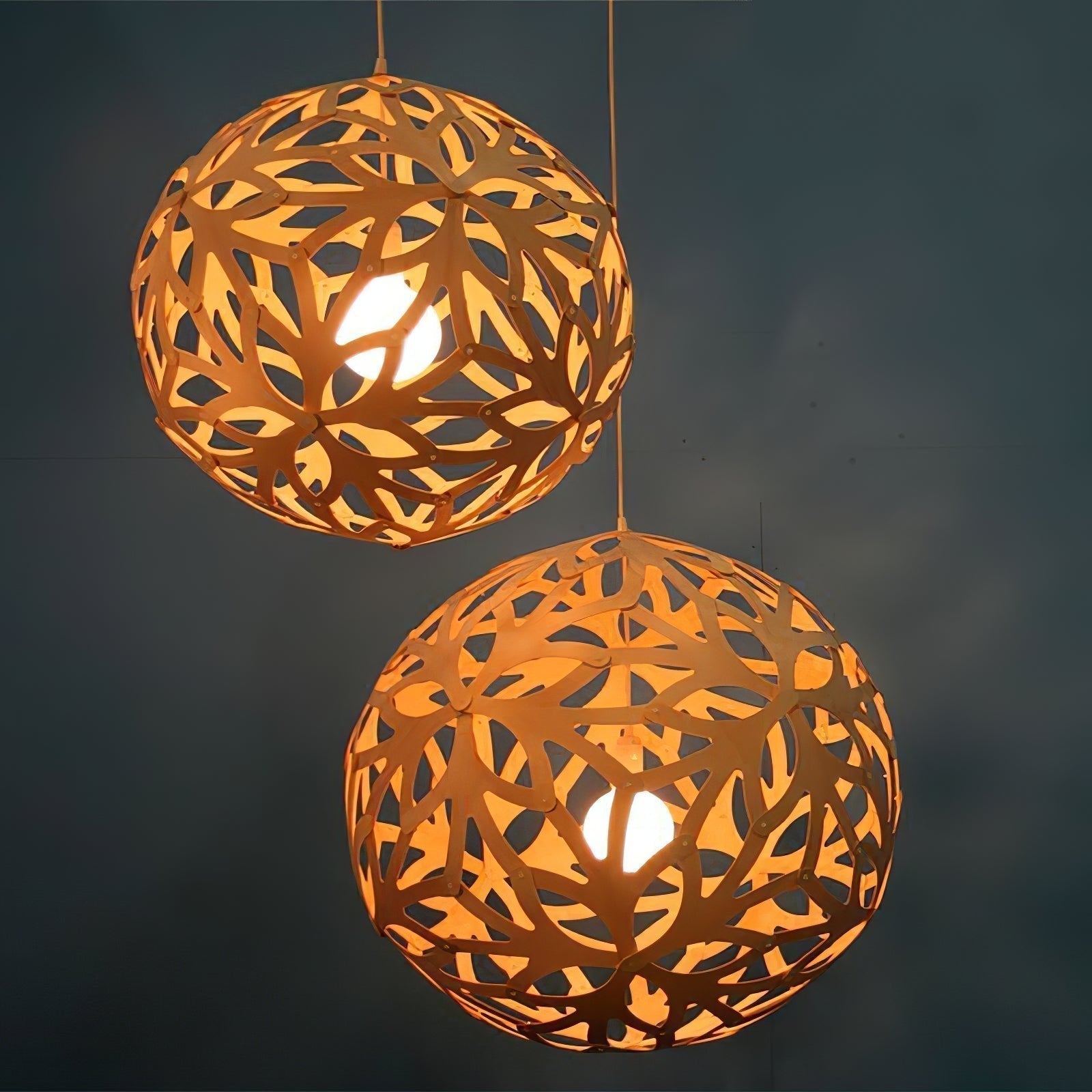 Lustra Suspension Géométrique en Bois Tressé