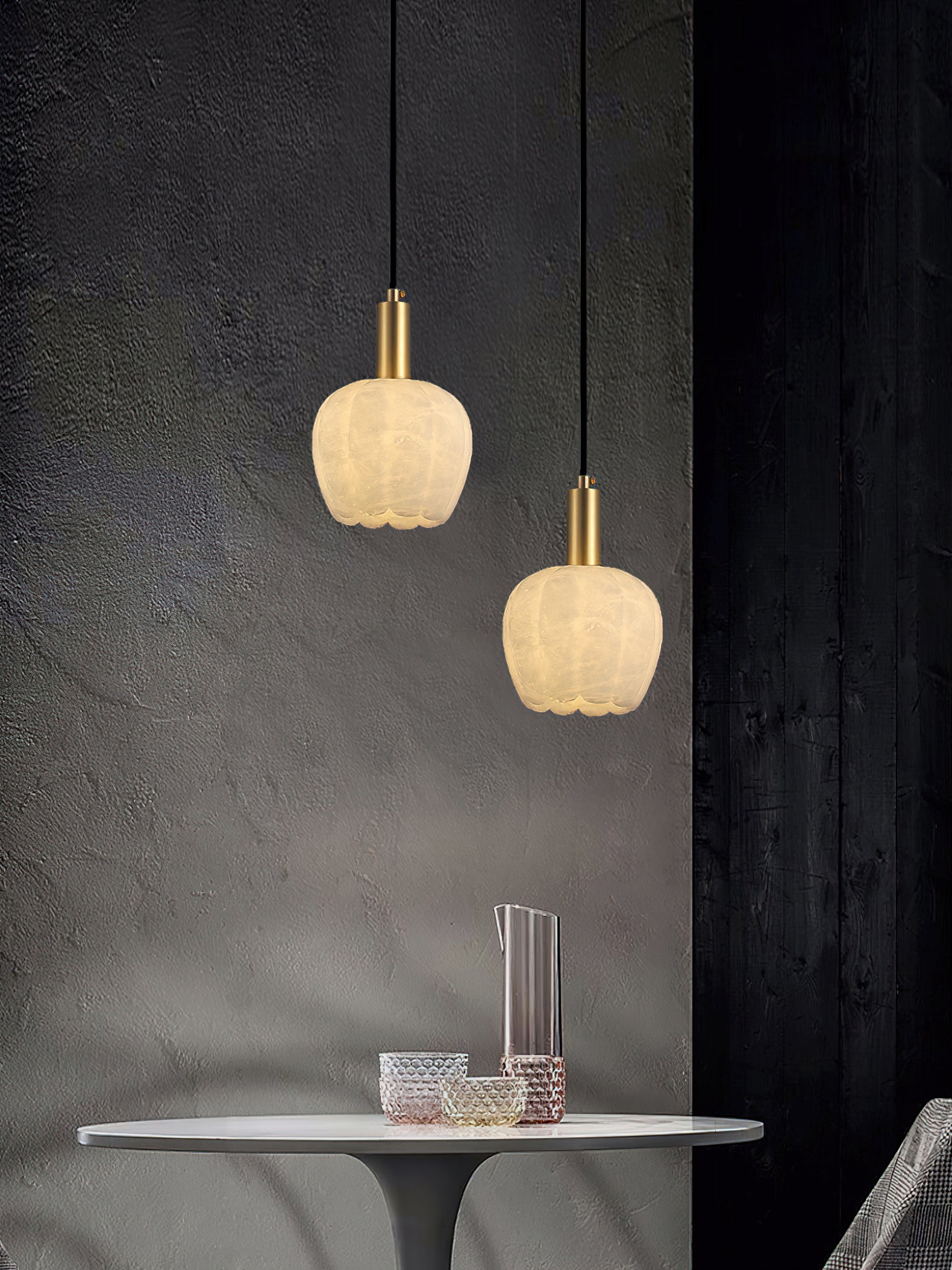 Suspension en Laiton et Albâtre Moderne Minimaliste Olraeos