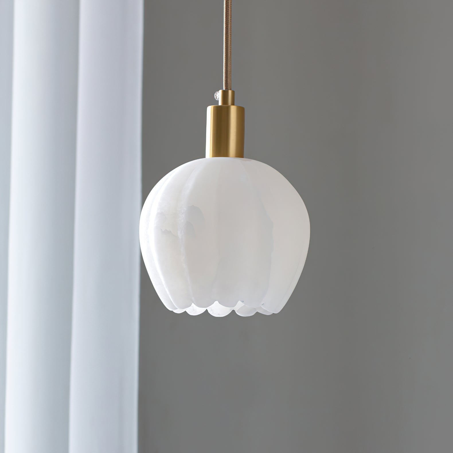 Suspension en Laiton et Albâtre Moderne Minimaliste Olraeos
