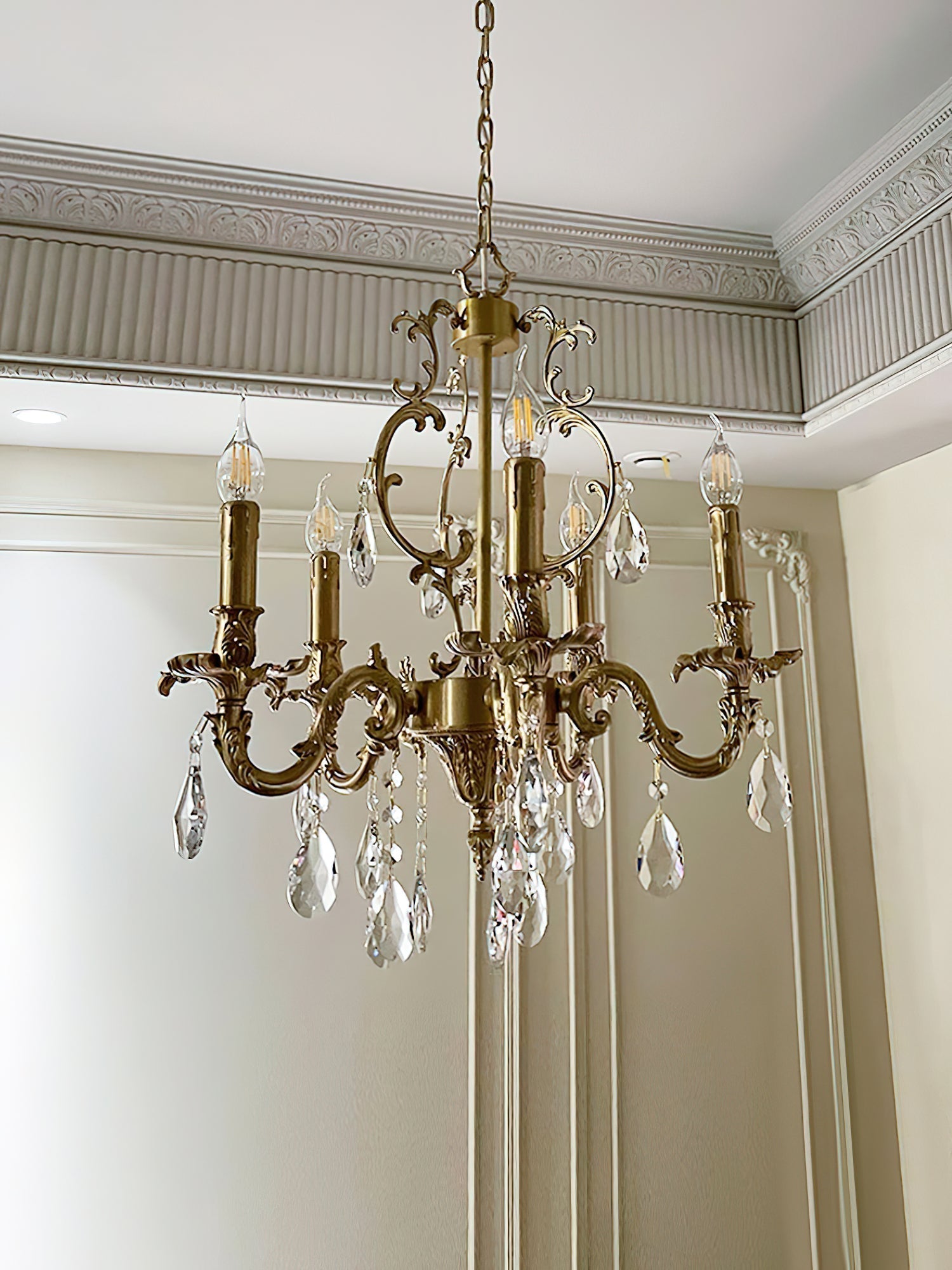 Olrinila Lustre en Cristal de Luxe Postmoderne en Laiton
