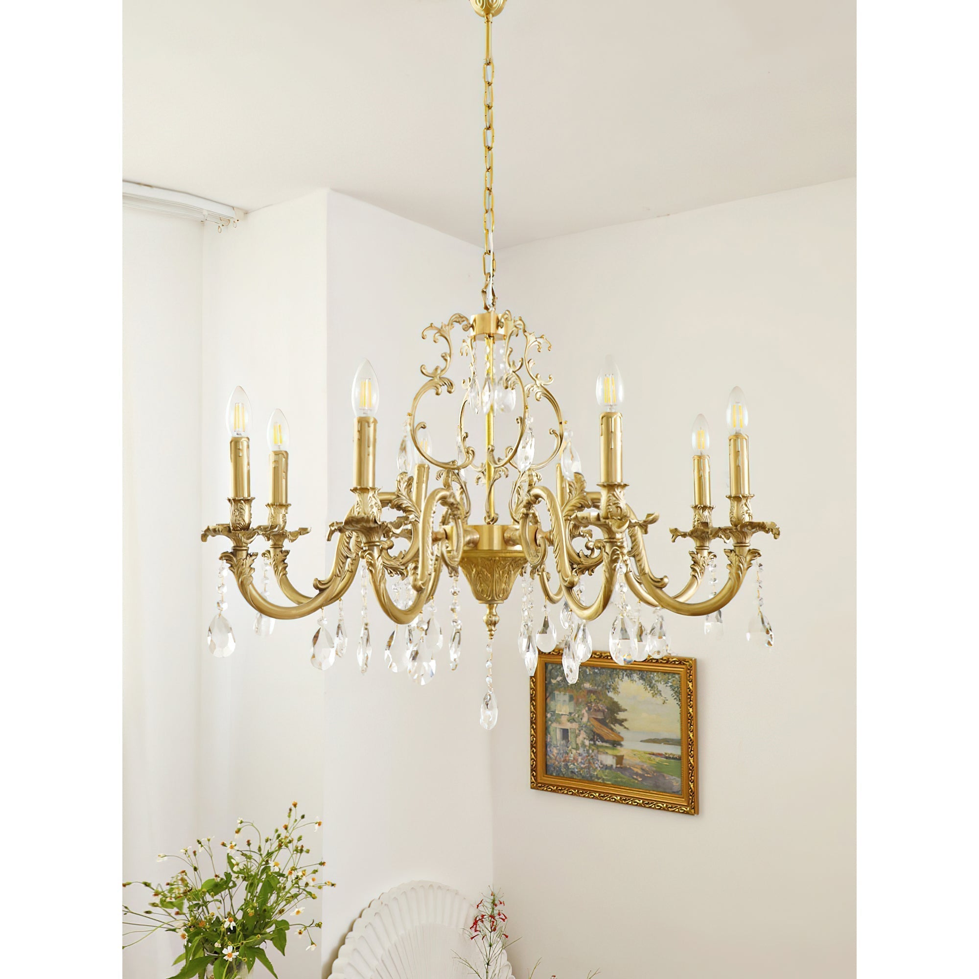 Olrinila Lustre en Cristal de Luxe Postmoderne en Laiton