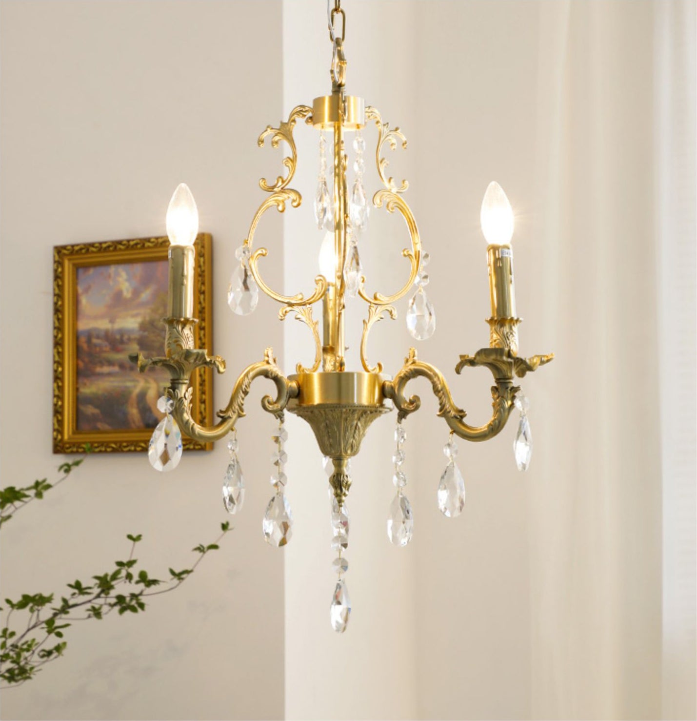 Olrinila Lustre en Cristal de Luxe Postmoderne en Laiton