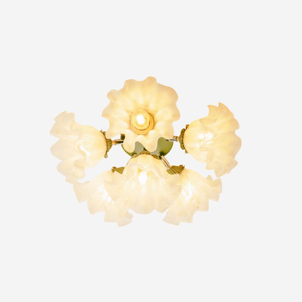 Plafonnier Pétale Nuances Ondulé Verre Floraison Élégant Floral
