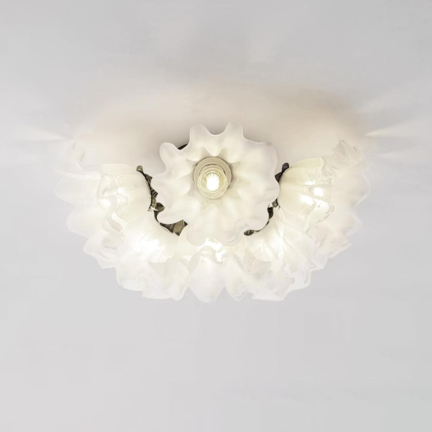 Plafonnier Pétale Nuances Ondulé Verre Floraison Élégant Floral