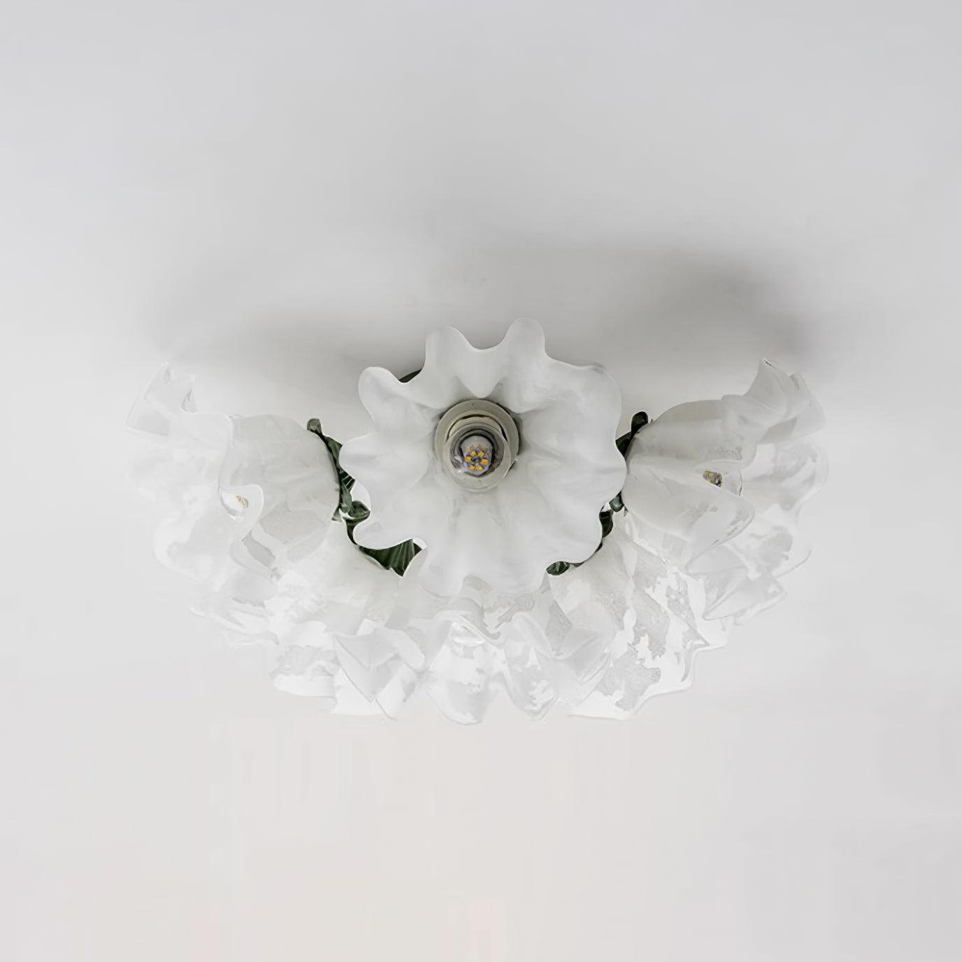 Plafonnier Pétale Nuances Ondulé Verre Floraison Élégant Floral