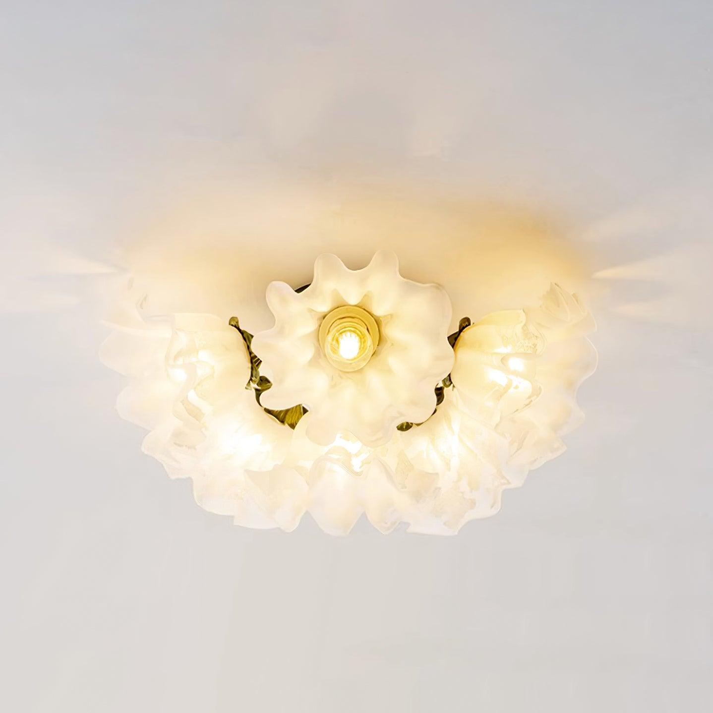Plafonnier Pétale Nuances Ondulé Verre Floraison Élégant Floral