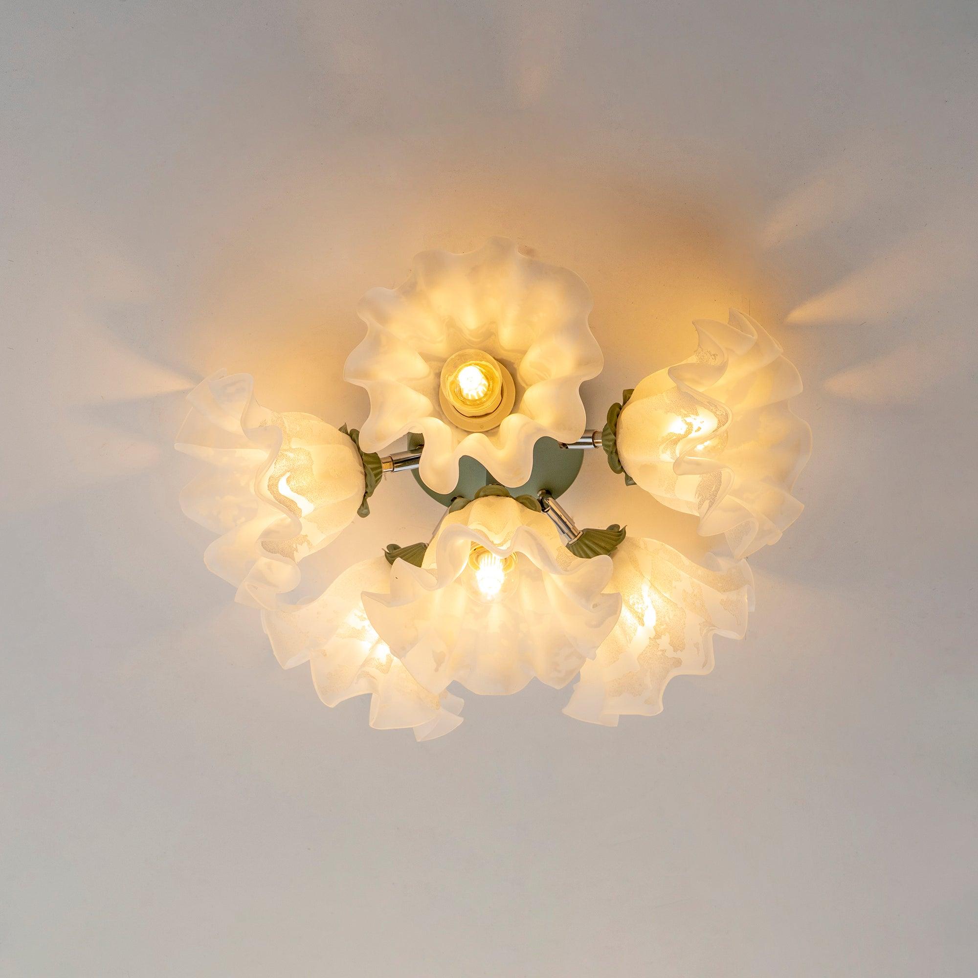 Plafonnier Pétale Nuances Ondulé Verre Floraison Élégant Floral