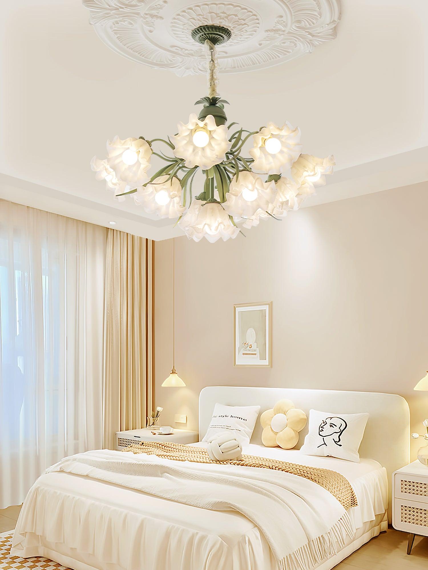 Lustra Lustre Fleur avec Pétales et Feuilles