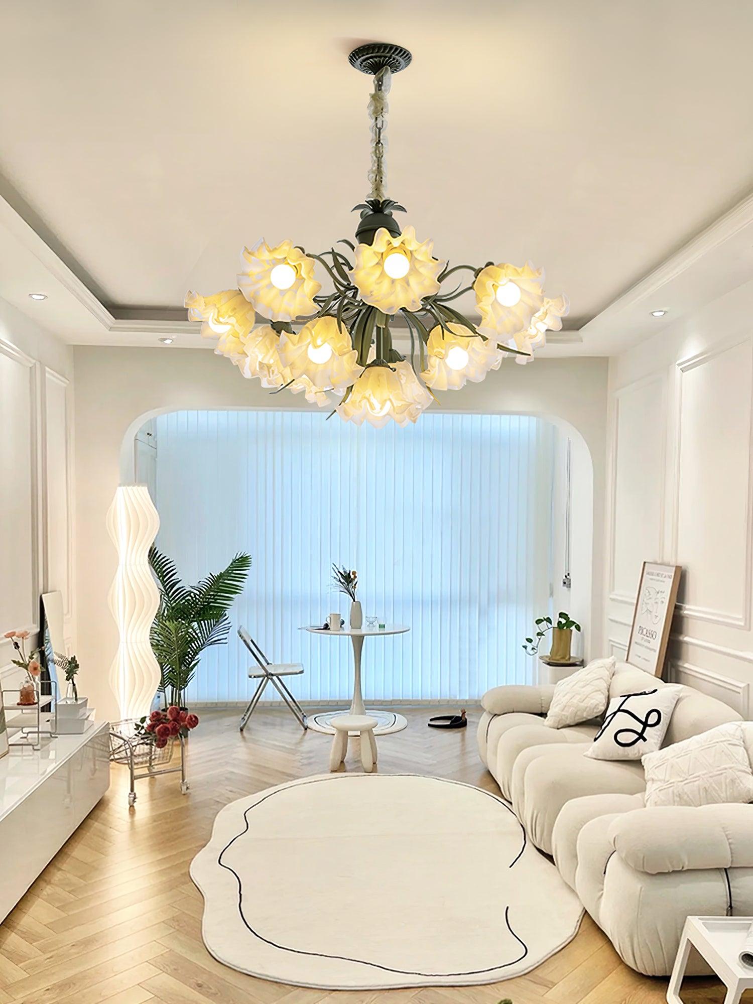 Lustra Lustre Fleur avec Pétales et Feuilles