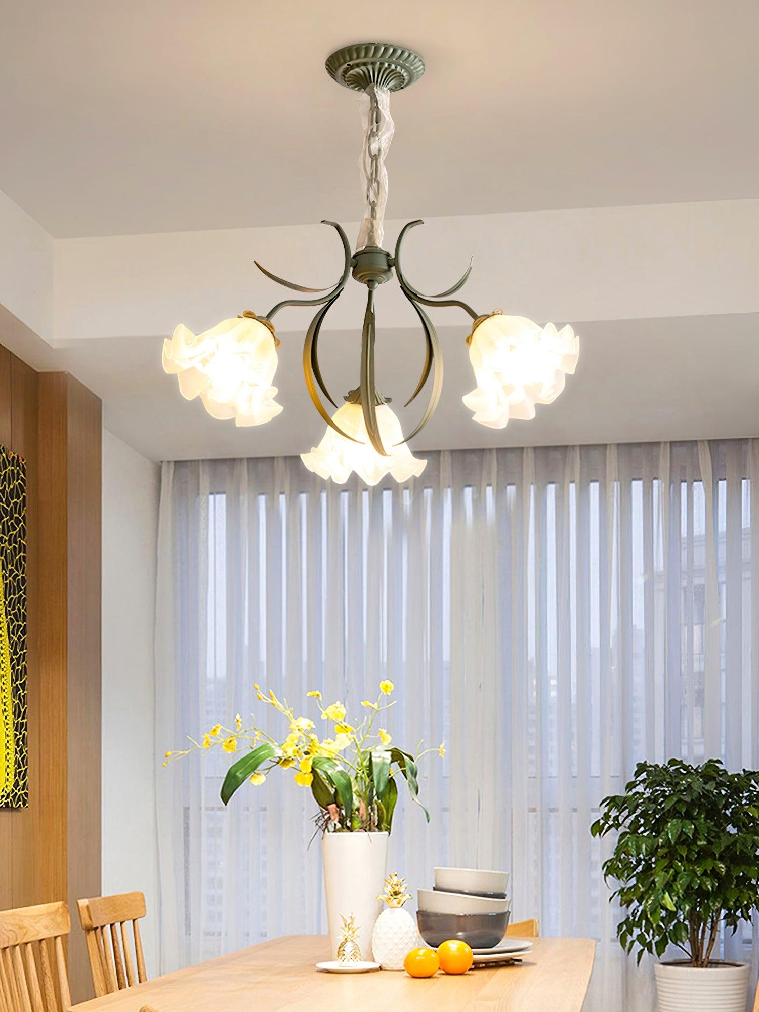 Lustra Lustre Fleur avec Pétales et Feuilles