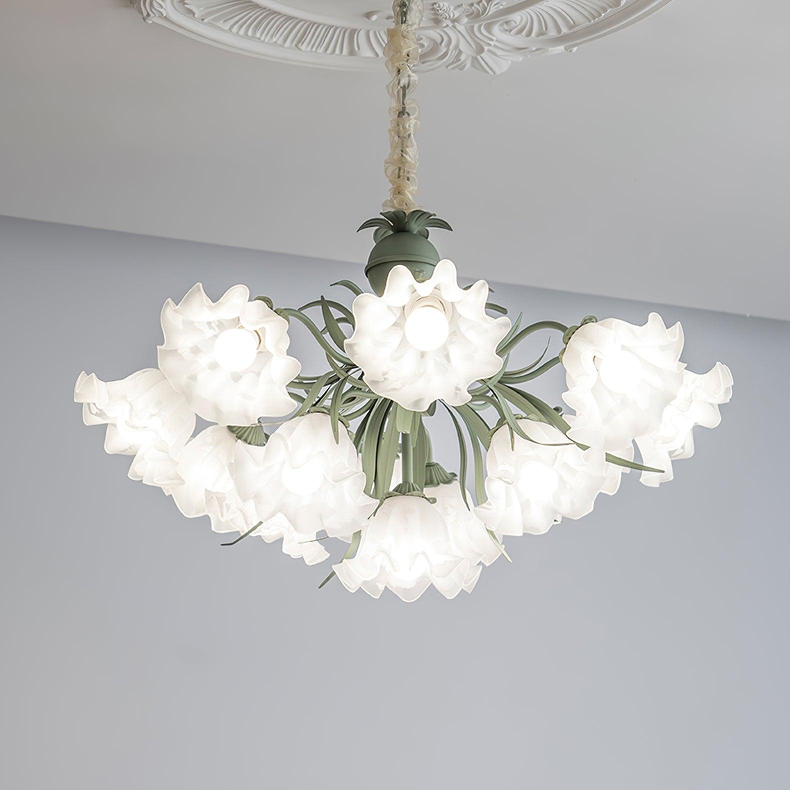 Lustra Lustre Fleur avec Pétales et Feuilles