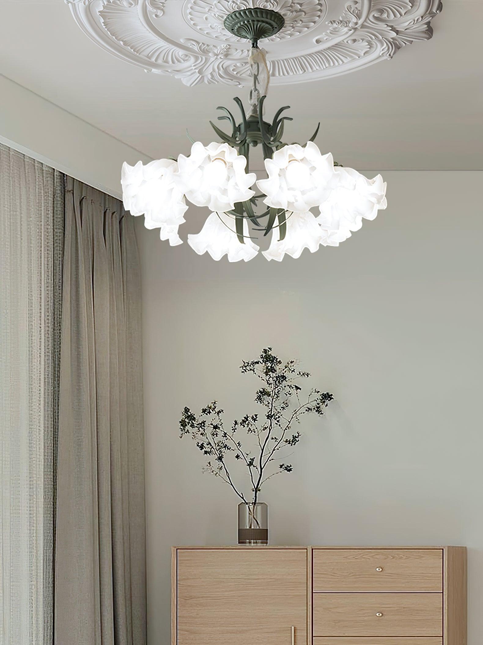 Lustra Lustre Fleur avec Pétales et Feuilles