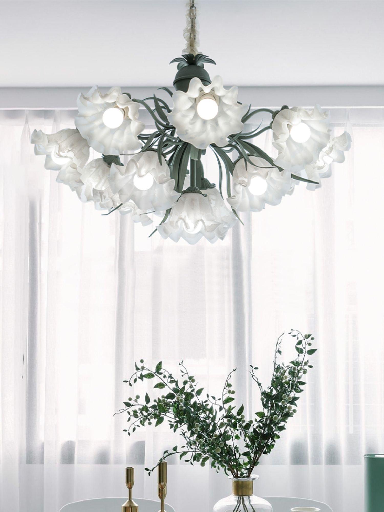 Lustra Lustre Fleur avec Pétales et Feuilles