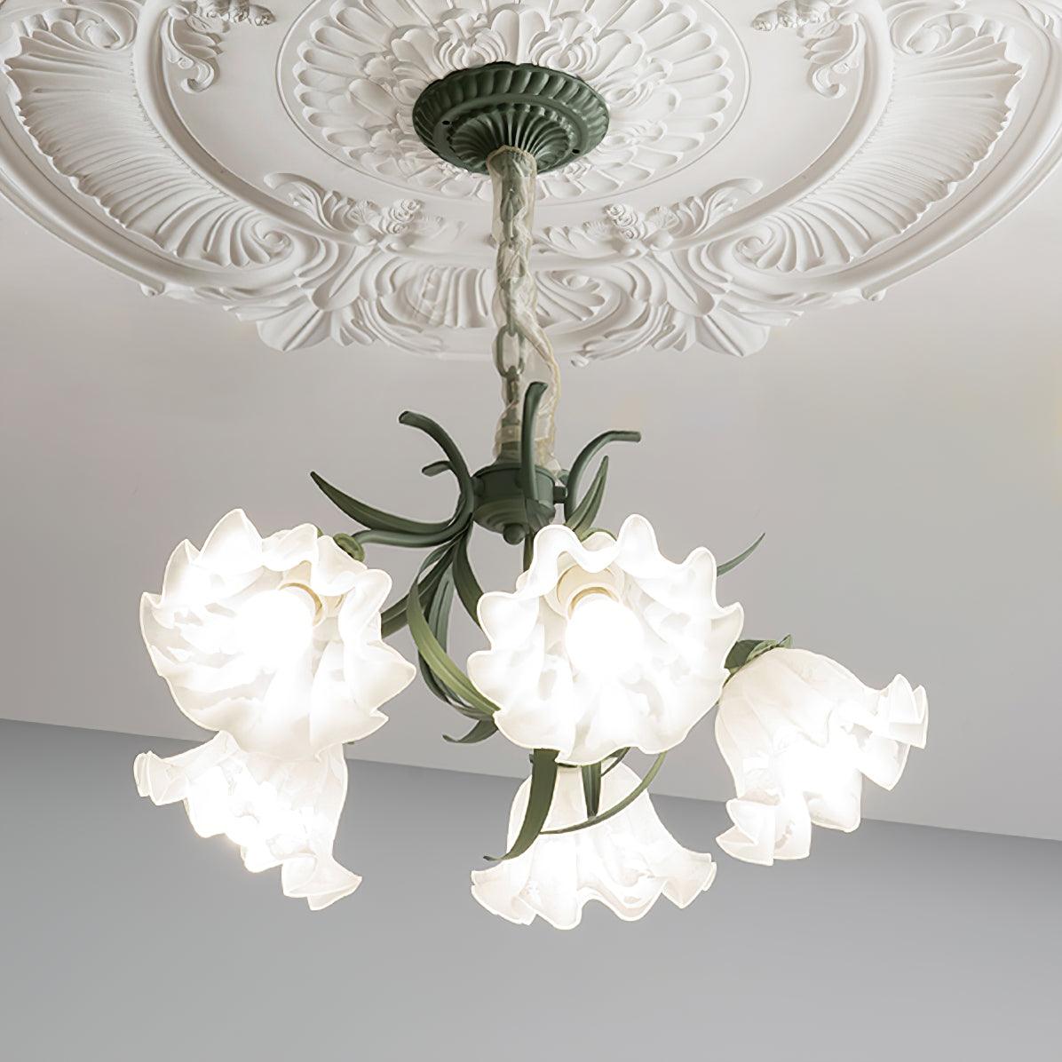 Lustra Lustre Fleur avec Pétales et Feuilles