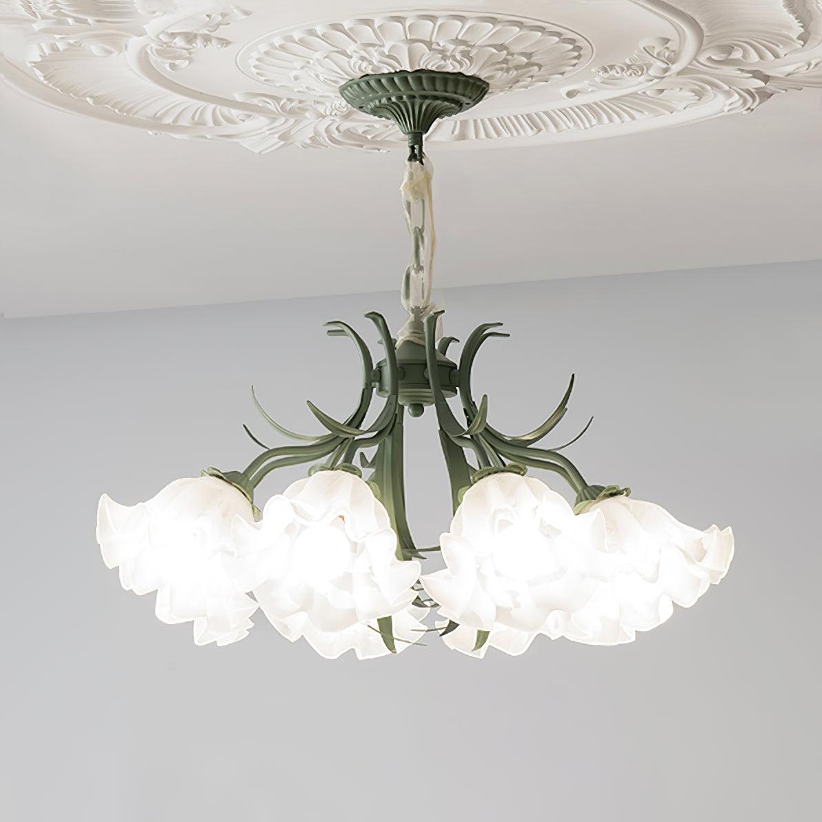 Lustra Lustre Fleur avec Pétales et Feuilles