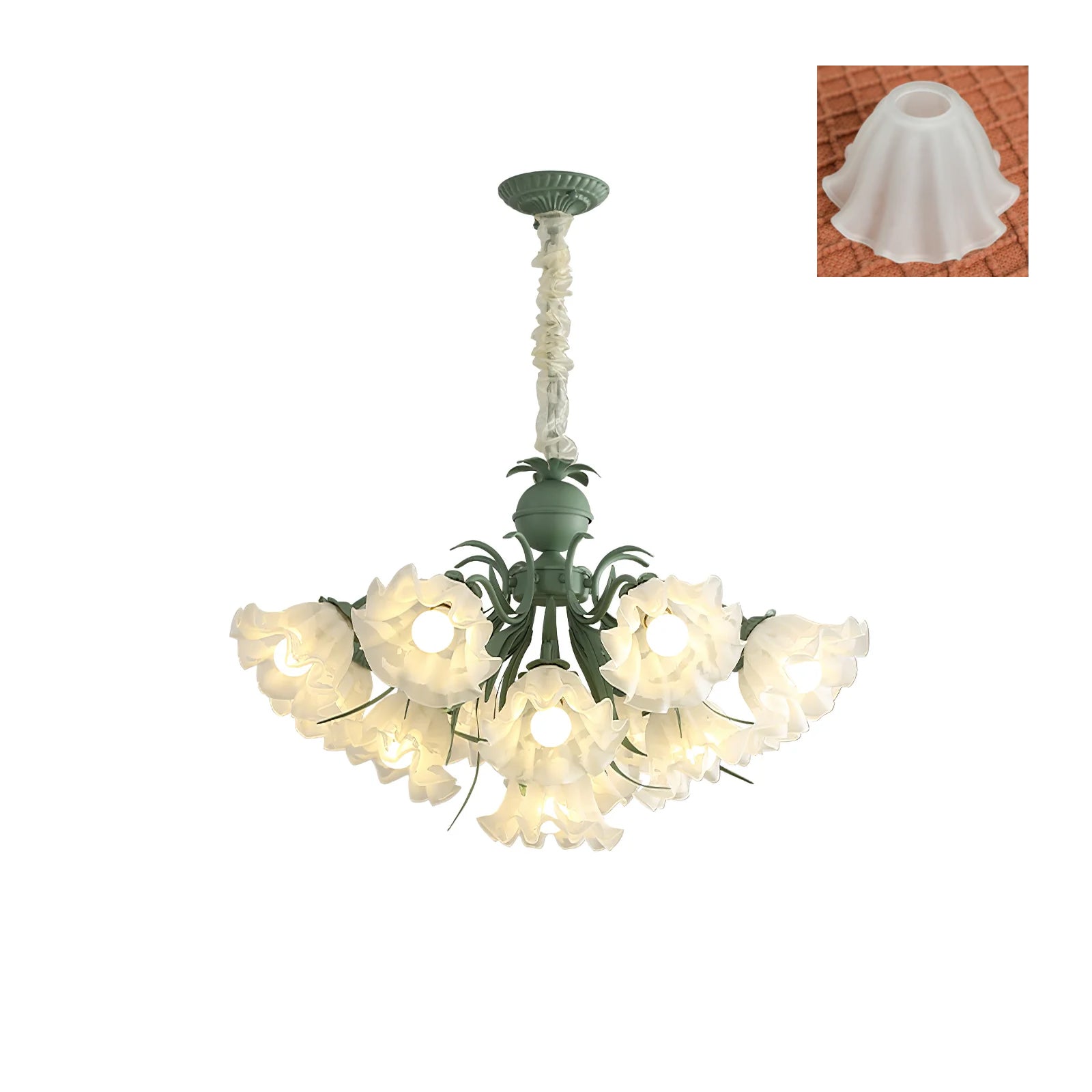 Lustra Lustre Fleur avec Pétales et Feuilles