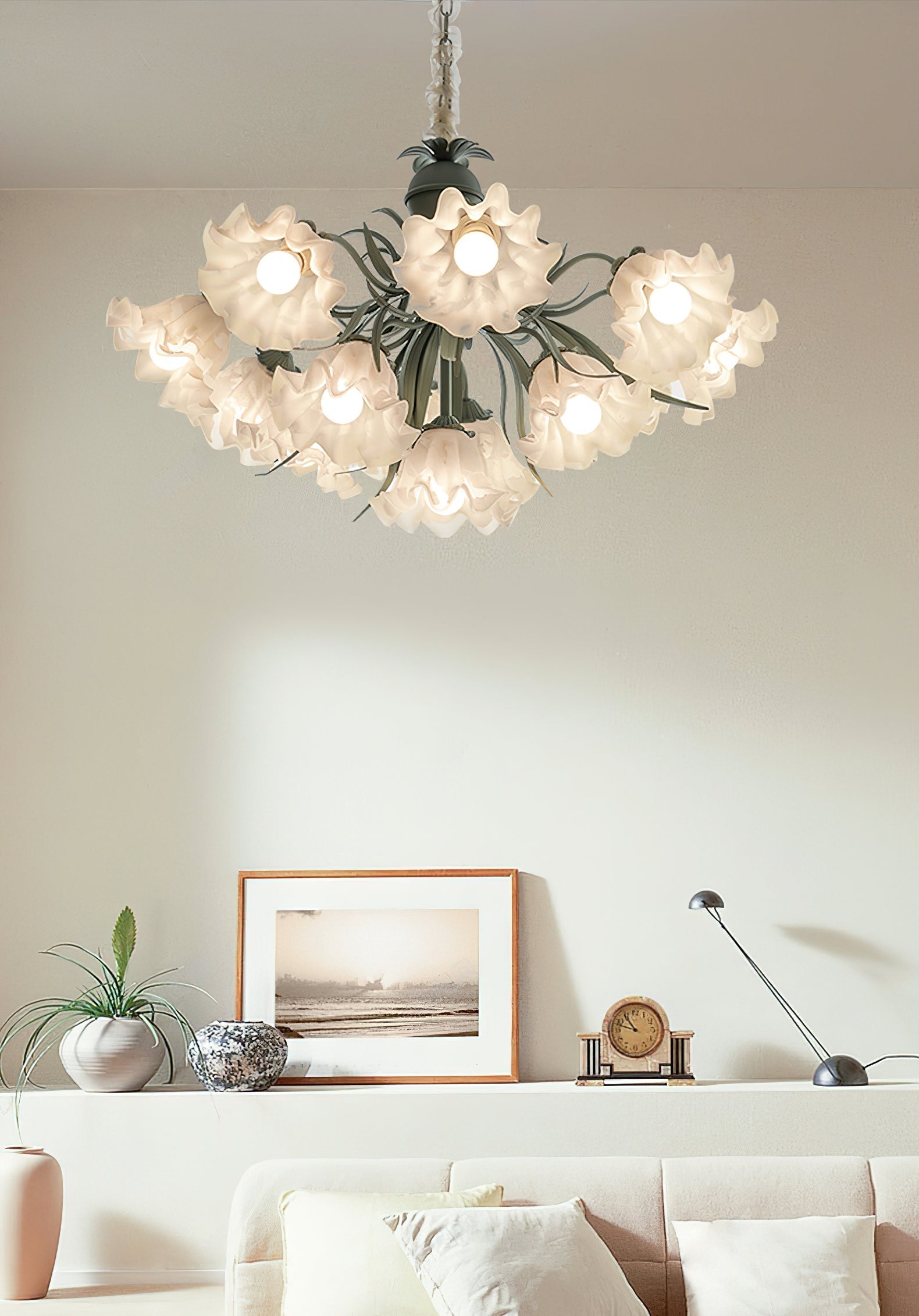 Lustra Lustre Fleur avec Pétales et Feuilles