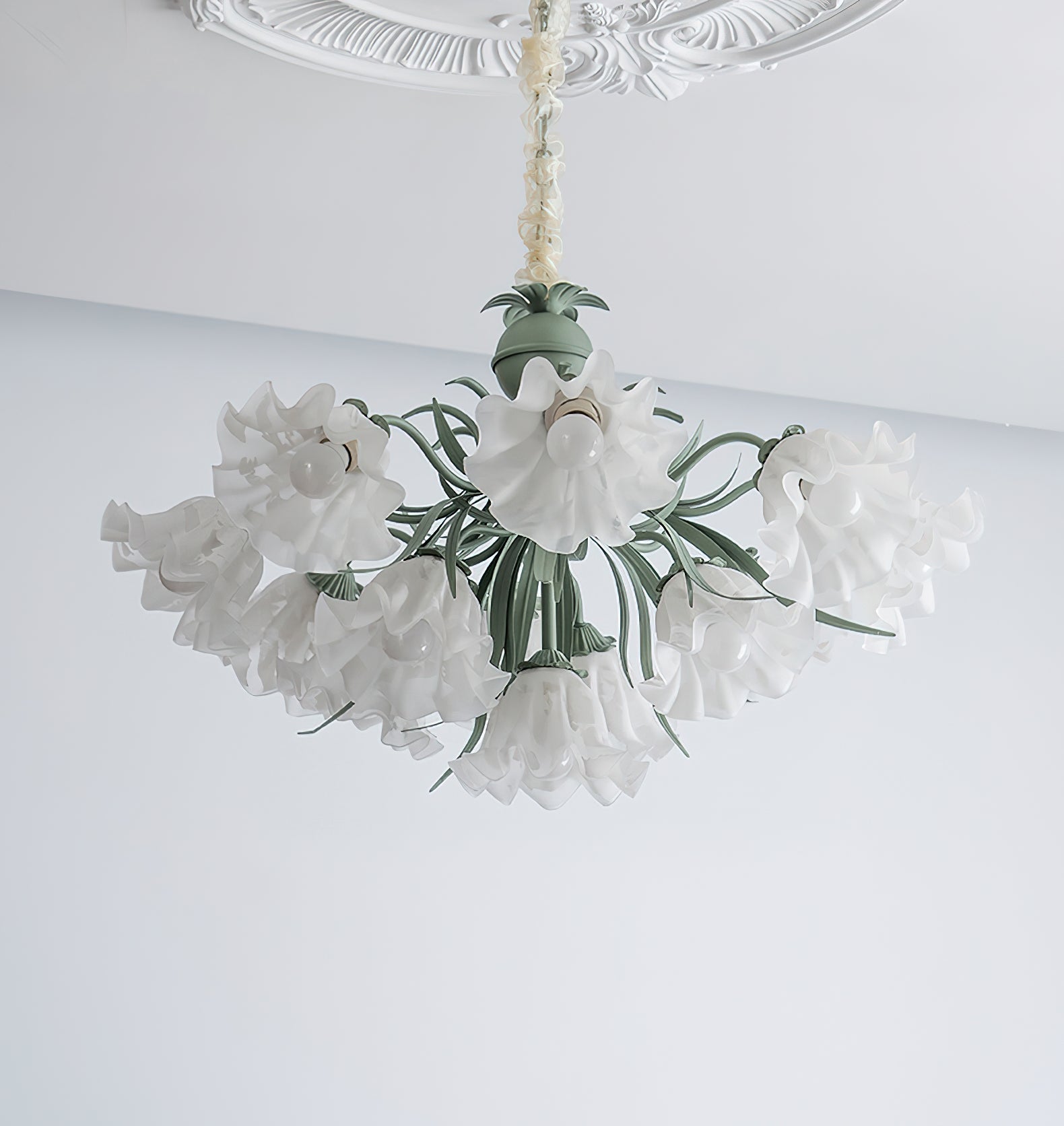 Lustra Lustre Fleur avec Pétales et Feuilles