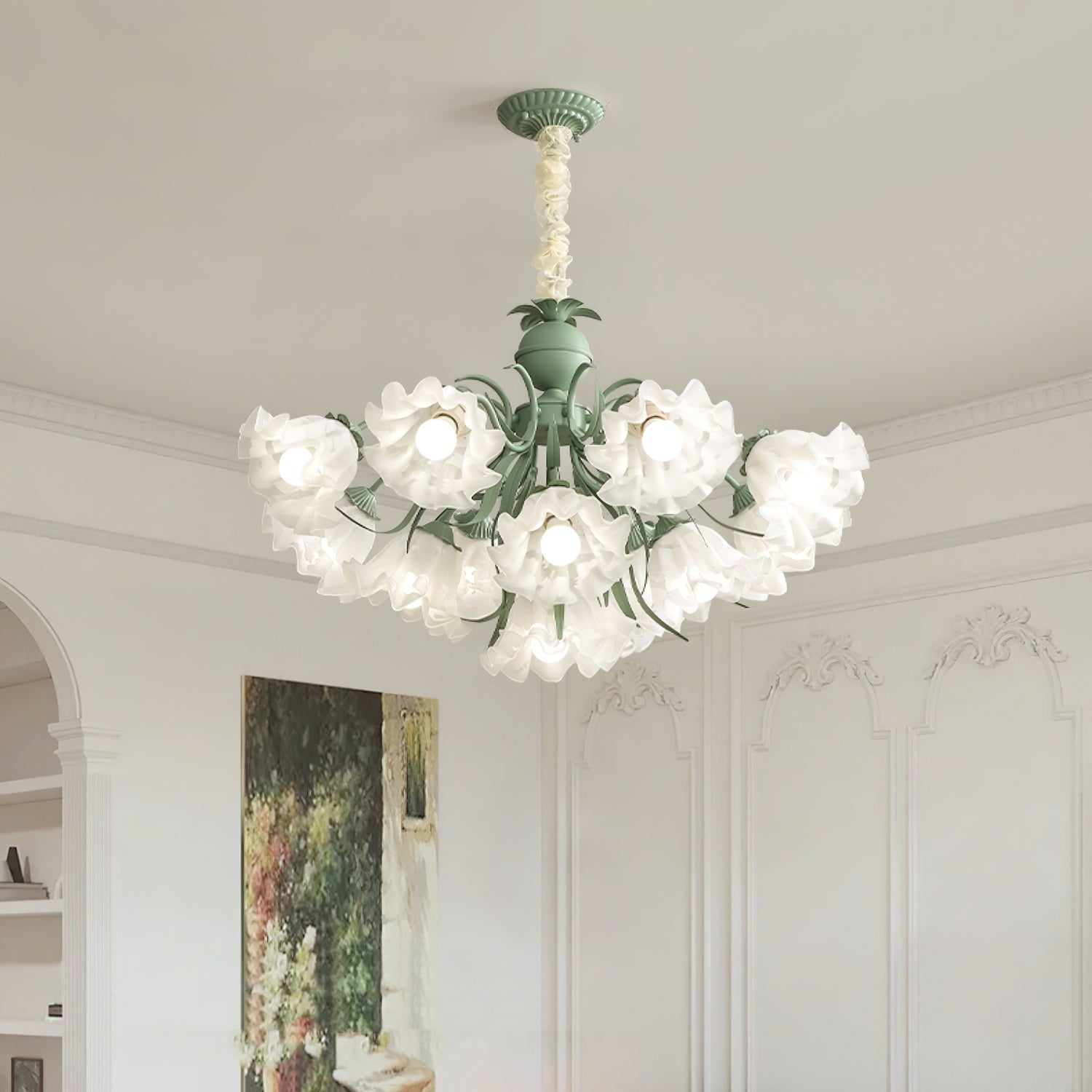 Lustra Lustre Fleur avec Pétales et Feuilles