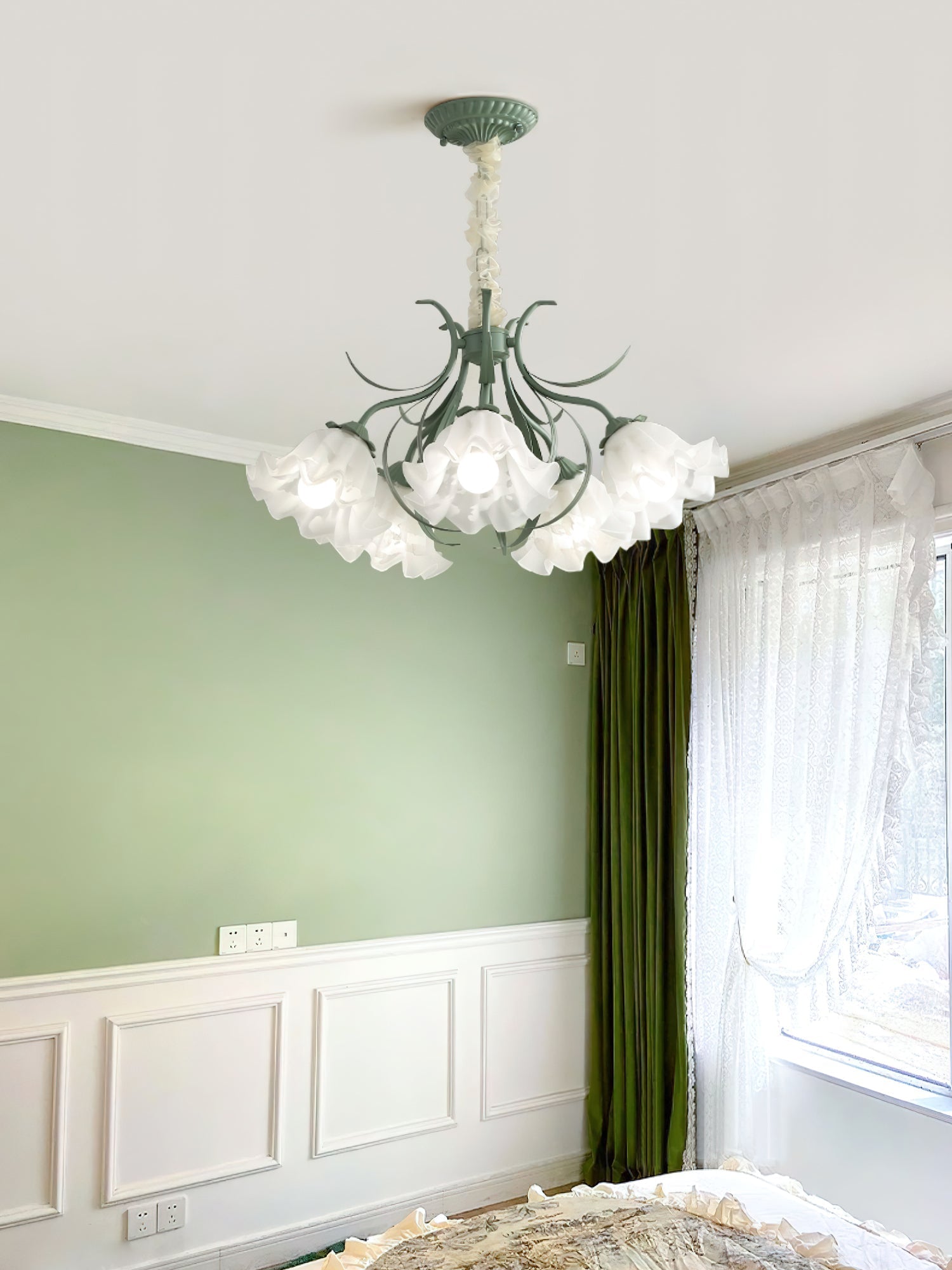 Lustra Lustre Fleur avec Pétales et Feuilles
