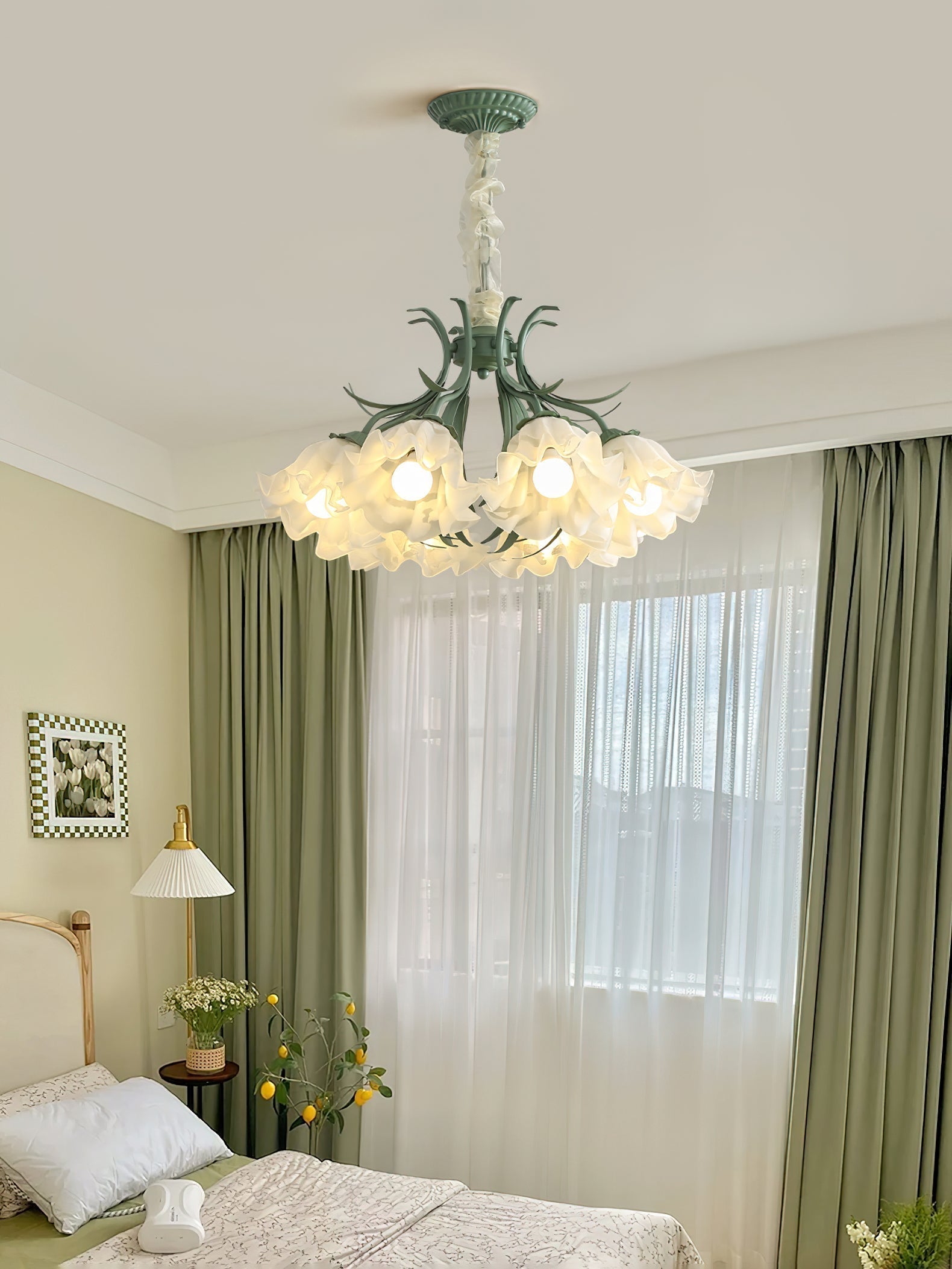 Lustra Lustre Fleur avec Pétales et Feuilles
