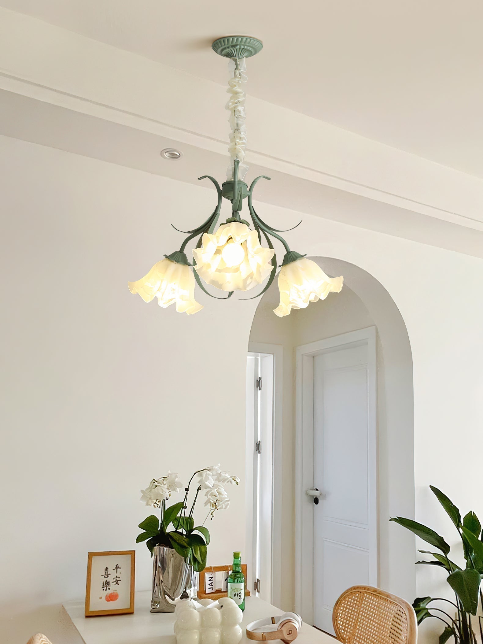 Lustra Lustre Fleur avec Pétales et Feuilles