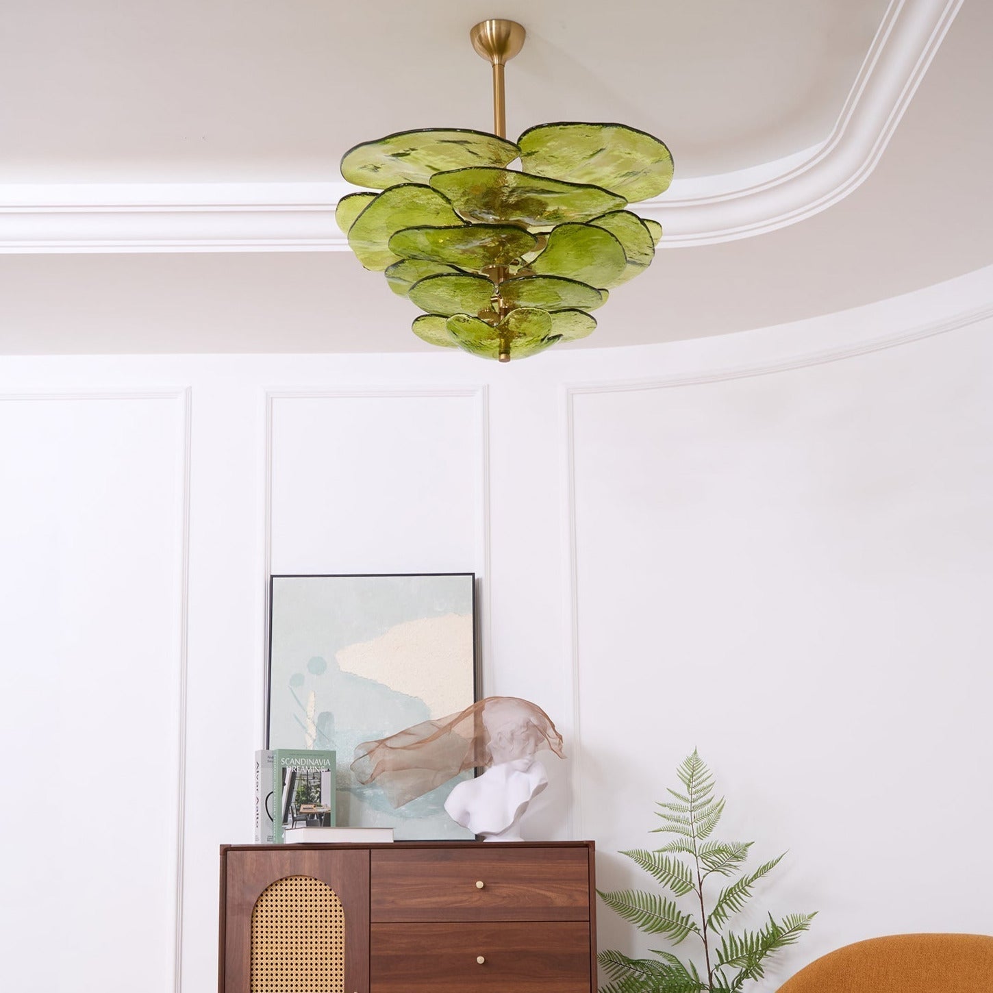 Lotus Lustre Contemporain en Verre à Feuilles Superposées