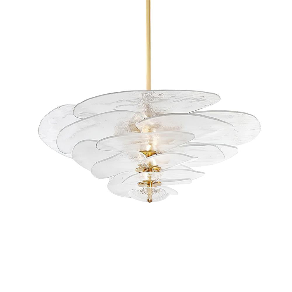 Lotus Lustre Contemporain en Verre à Feuilles Superposées