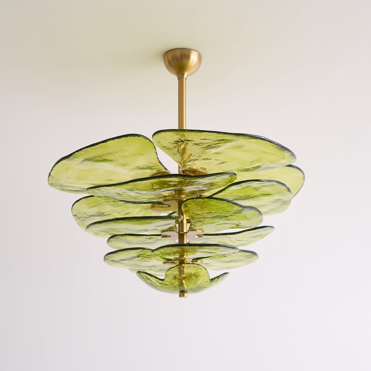 Lotus Lustre Contemporain en Verre à Feuilles Superposées
