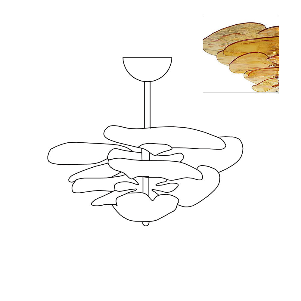 Aurora Lustre Pétale en Verre Murano Doré Luxe