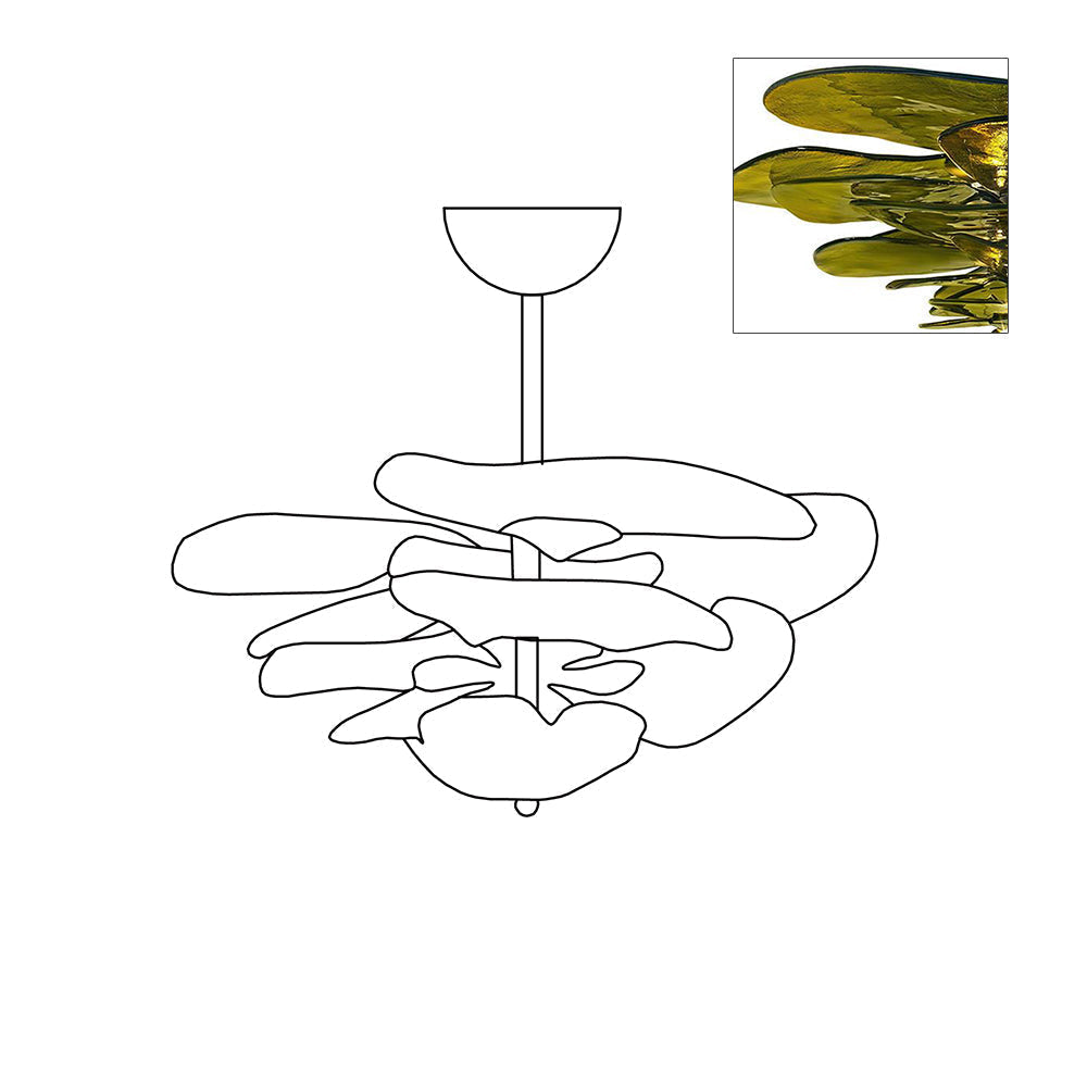 Aurora Lustre Pétale en Verre Murano Doré Luxe