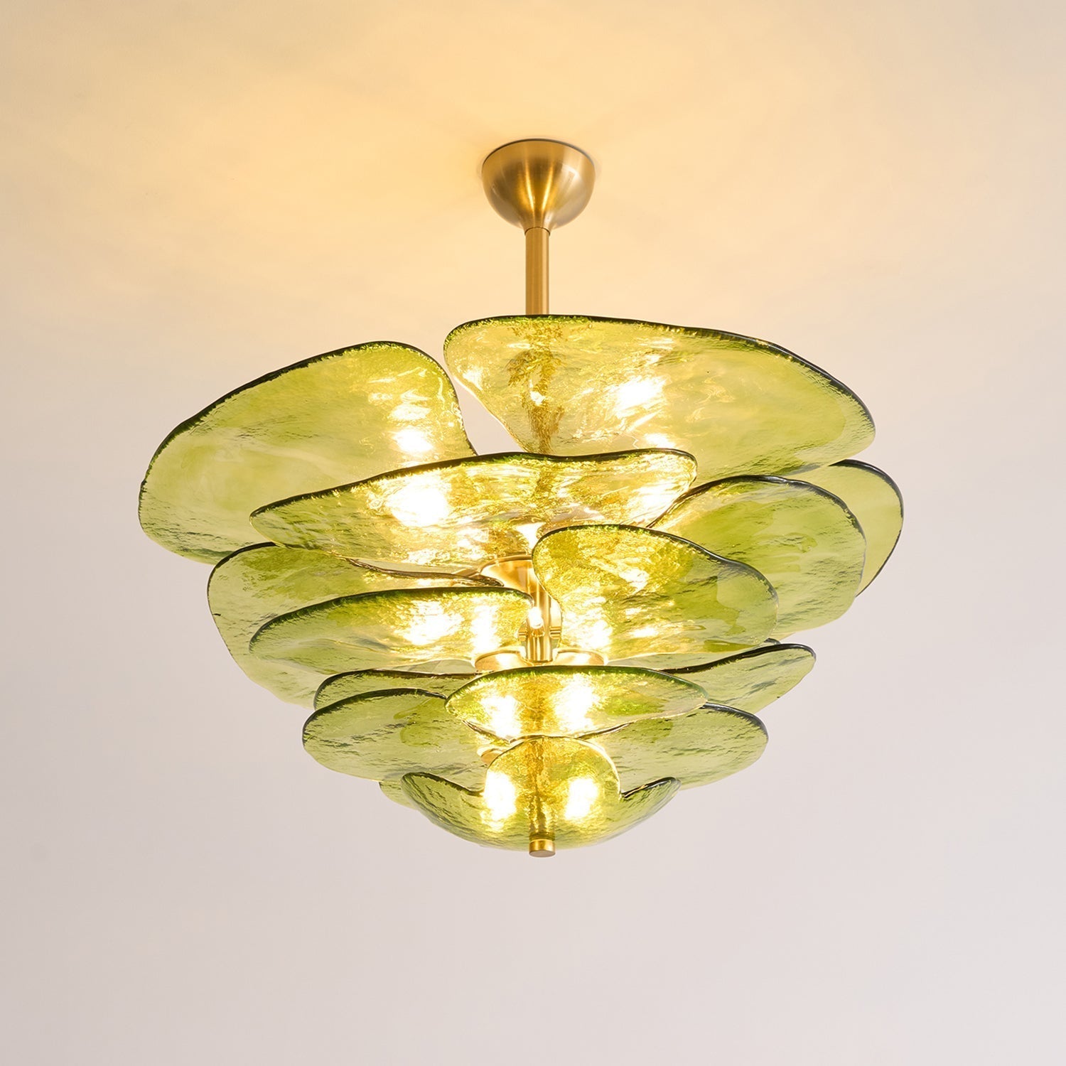 Evvinora Lustre en Métal et Verre à Couches de Feuilles Créativité Individuelle