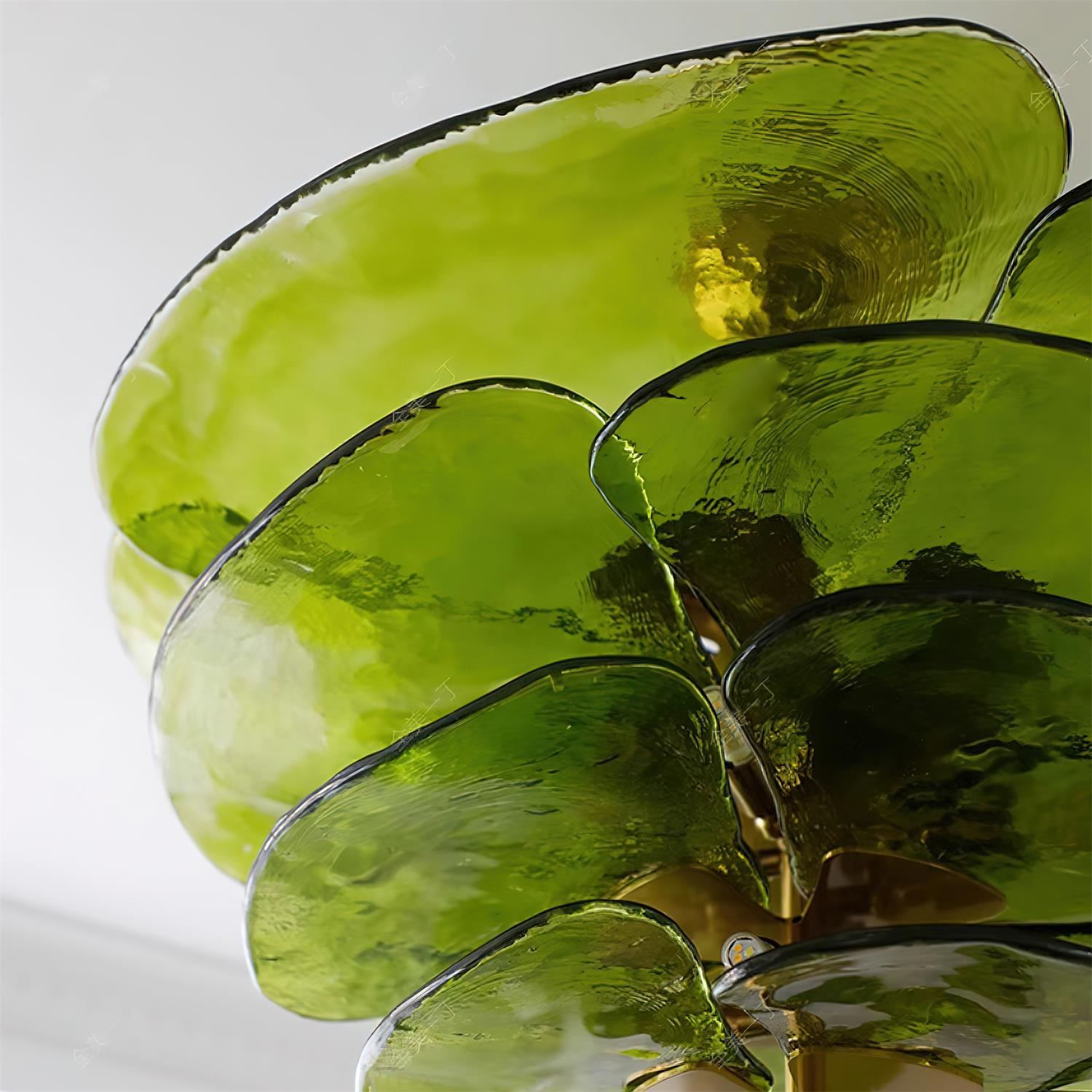 Lotus Lustre Contemporain en Verre à Feuilles Superposées