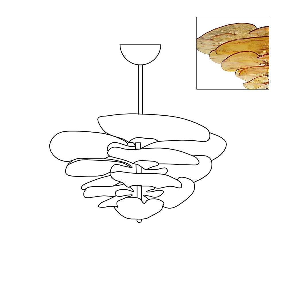 Aurora Lustre Pétale en Verre Murano Doré Luxe
