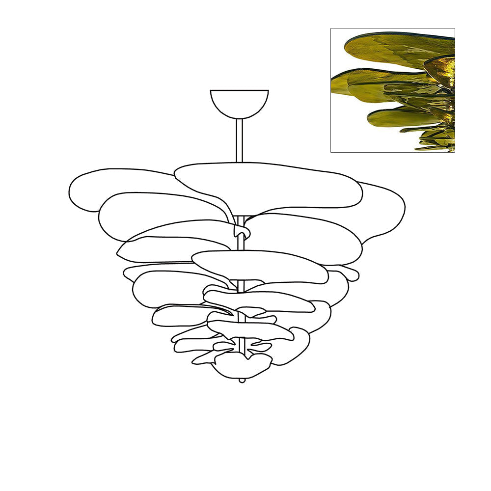 Aurora Lustre Pétale en Verre Murano Doré Luxe