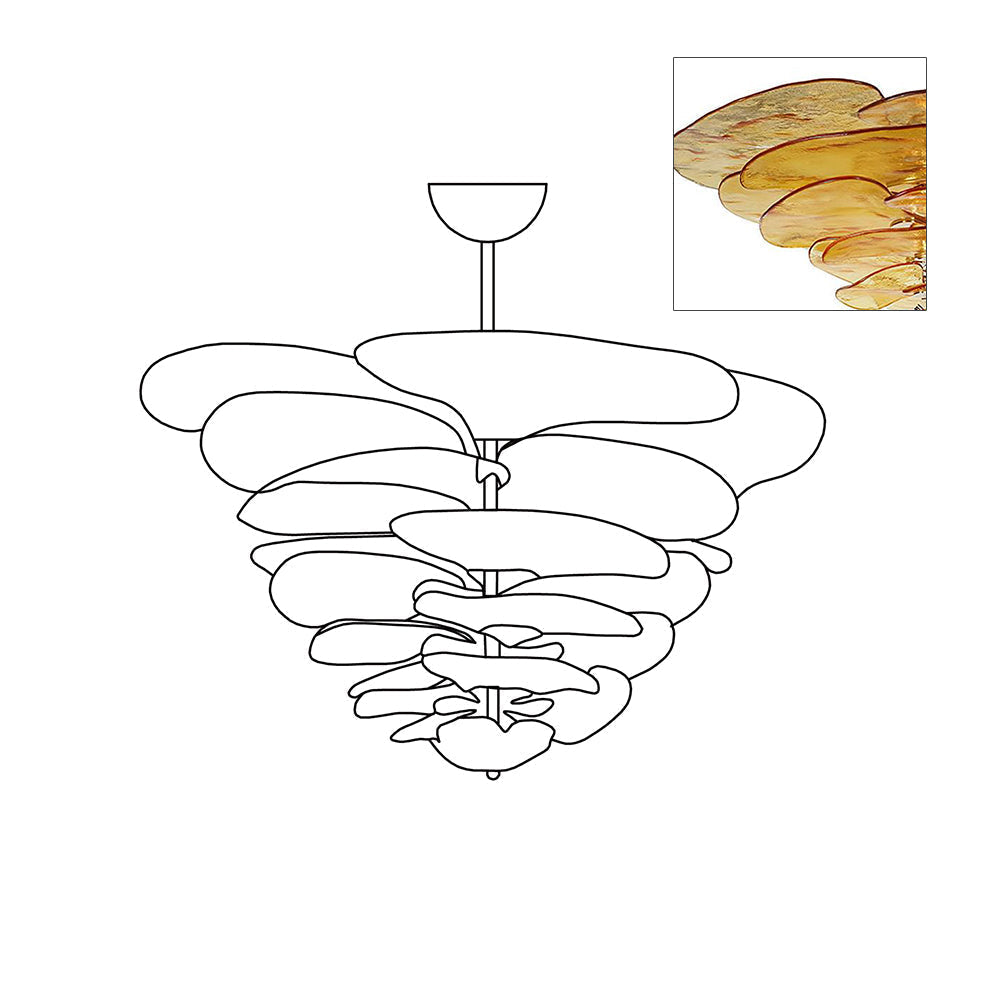 Aurora Lustre Pétale en Verre Murano Doré Luxe