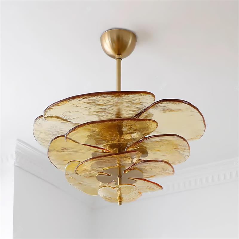 Evvinora Lustre en Métal et Verre à Couches de Feuilles Créativité Individuelle