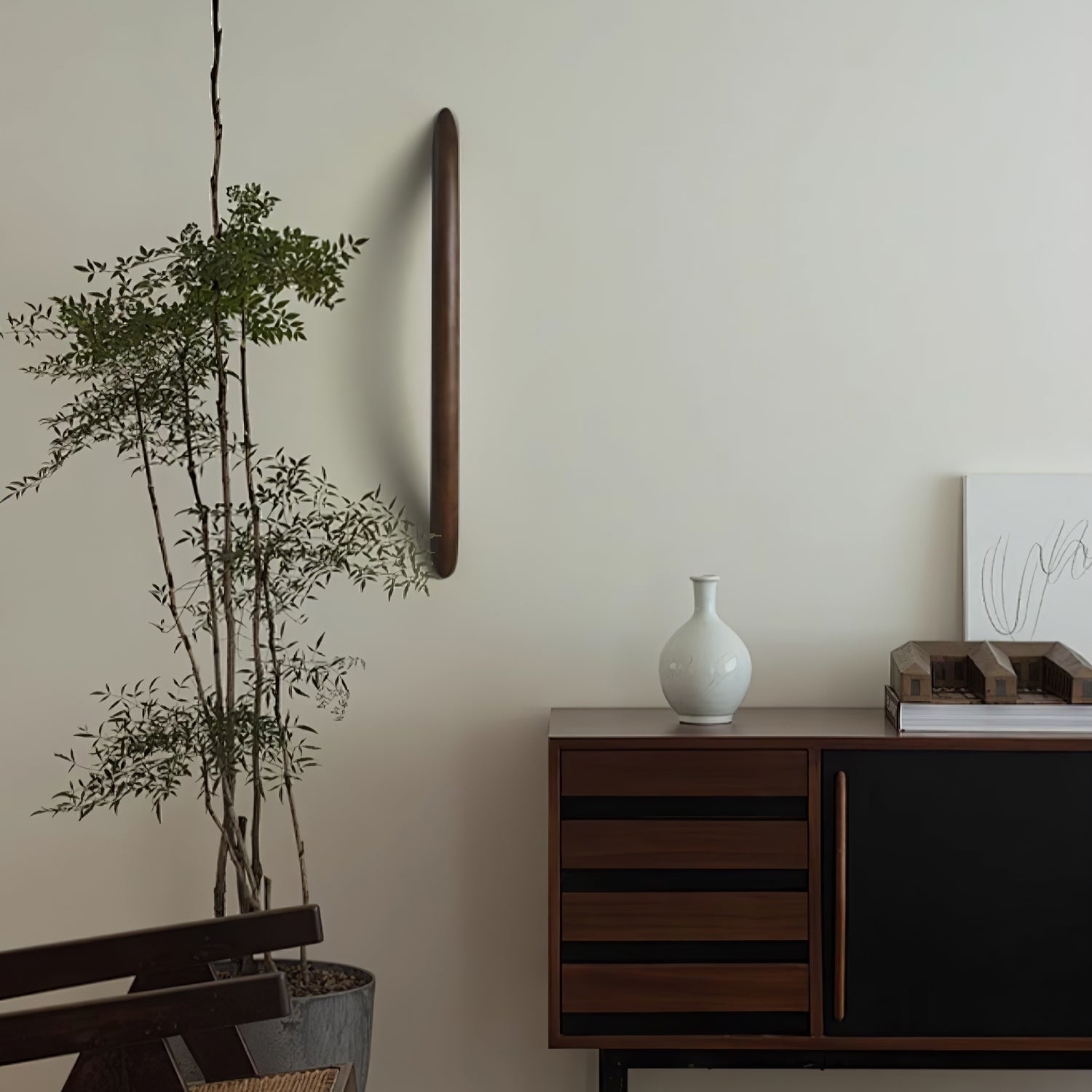 Evvinos Moderne Minimaliste Linéaire Bois Luminaire Mural