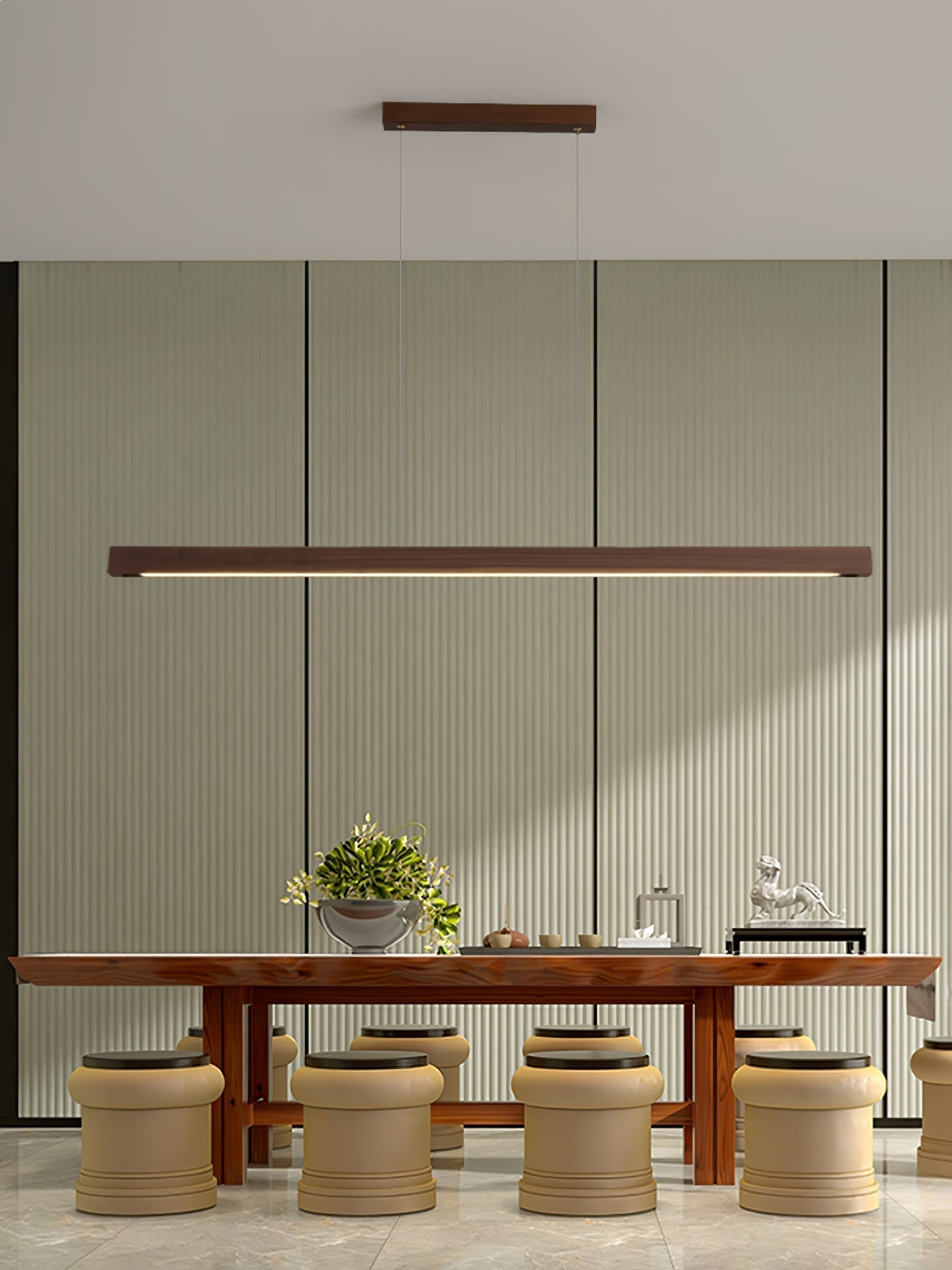 Elowen Suspension linéaire minimaliste en bois