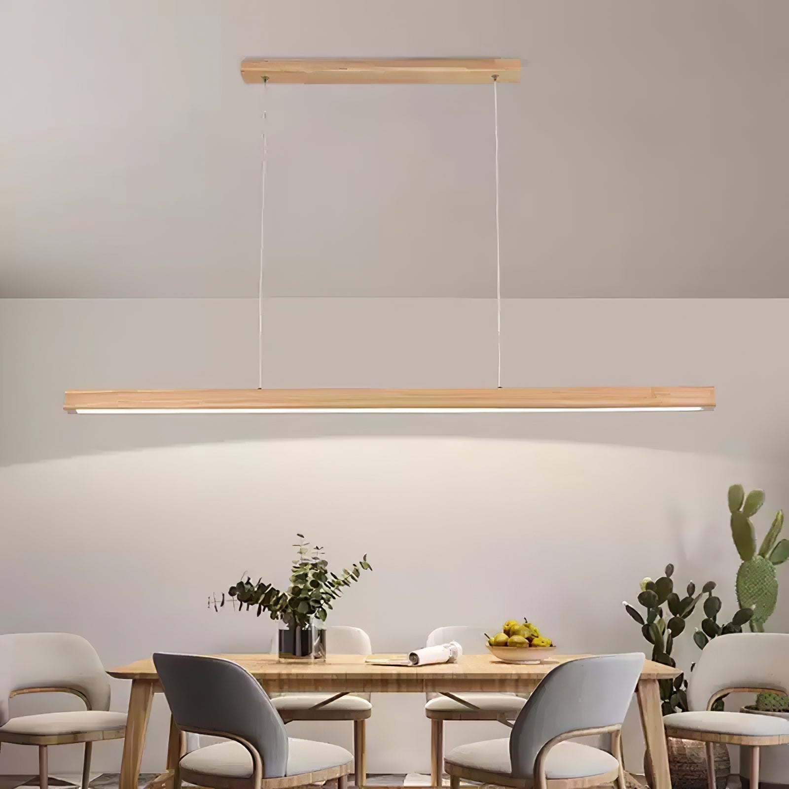 Elowen Suspension linéaire minimaliste en bois
