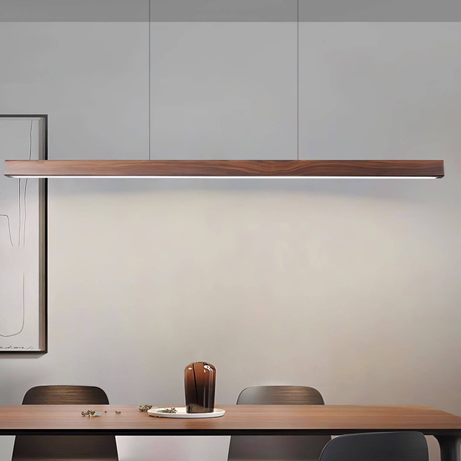 Elowen Suspension linéaire minimaliste en bois