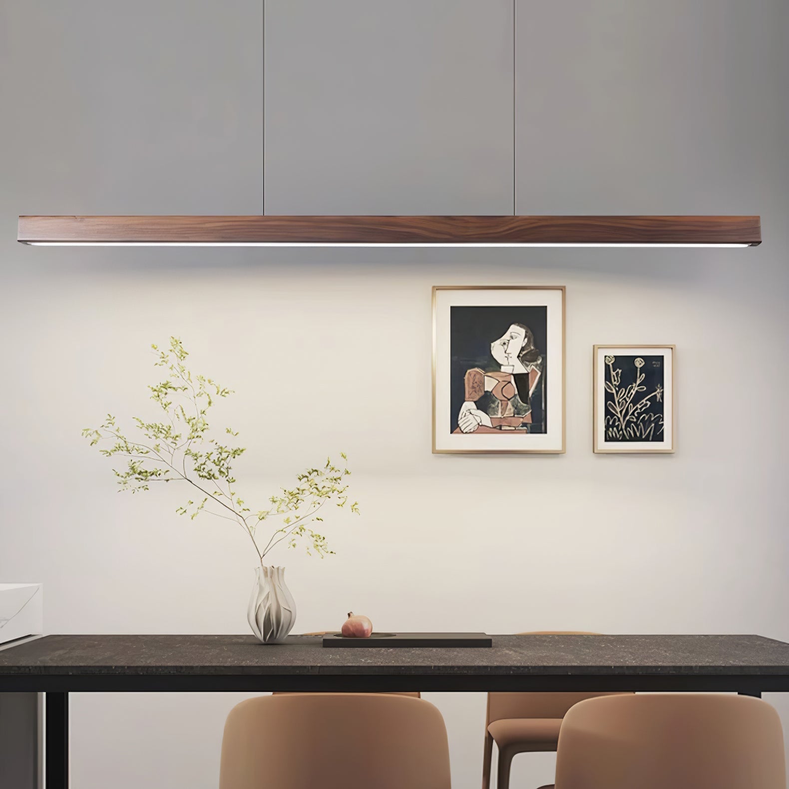 Elowen Suspension linéaire minimaliste en bois