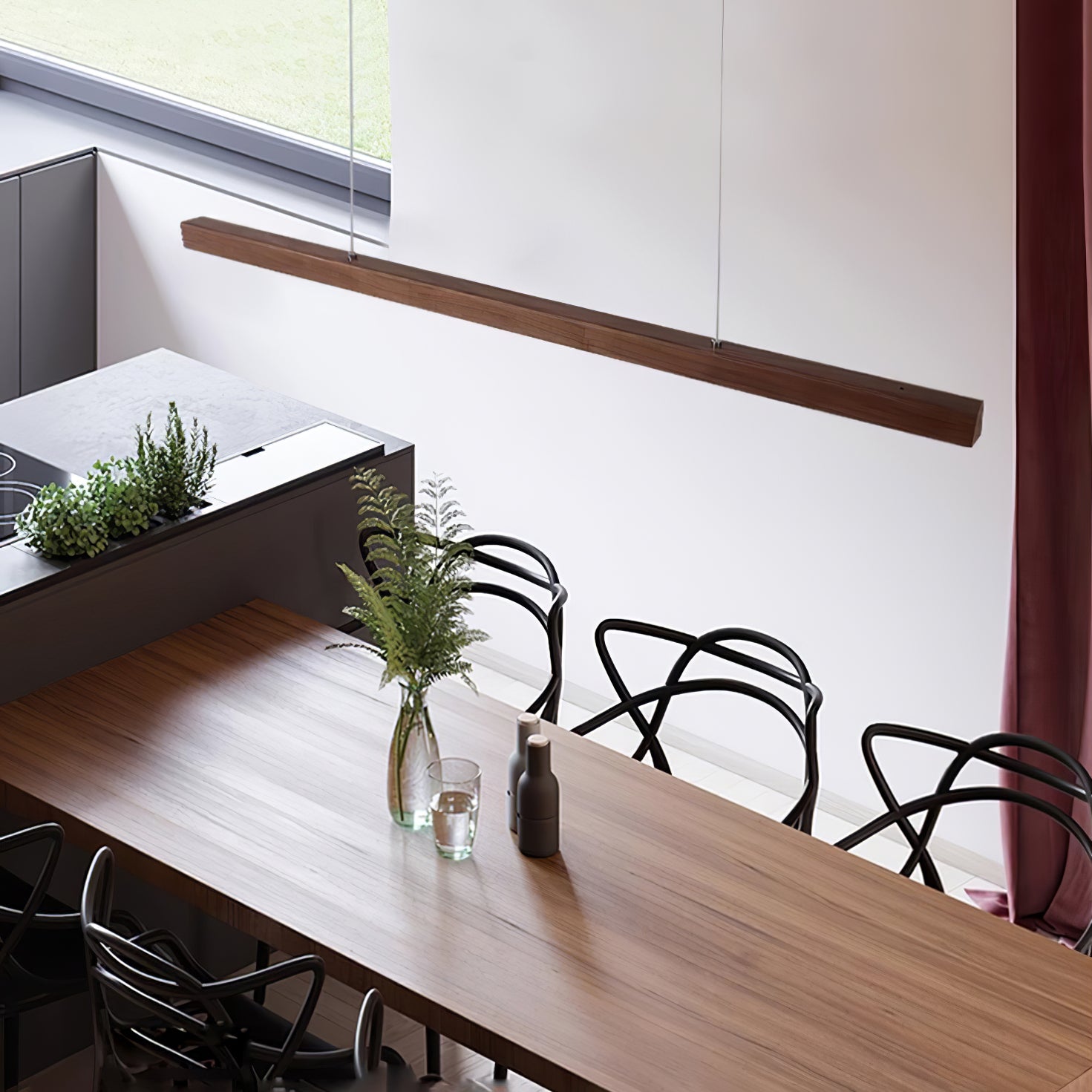 Elowen Suspension linéaire minimaliste en bois