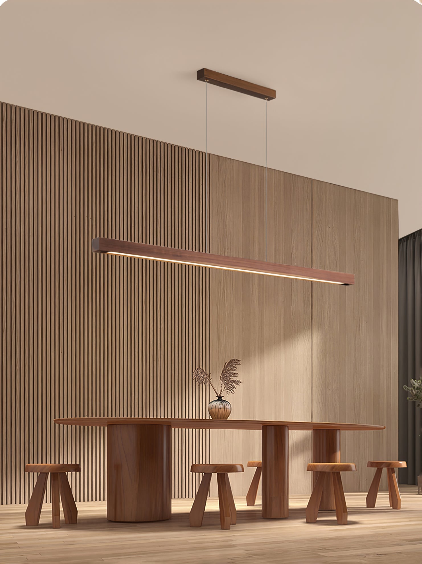 Elowen Suspension linéaire minimaliste en bois