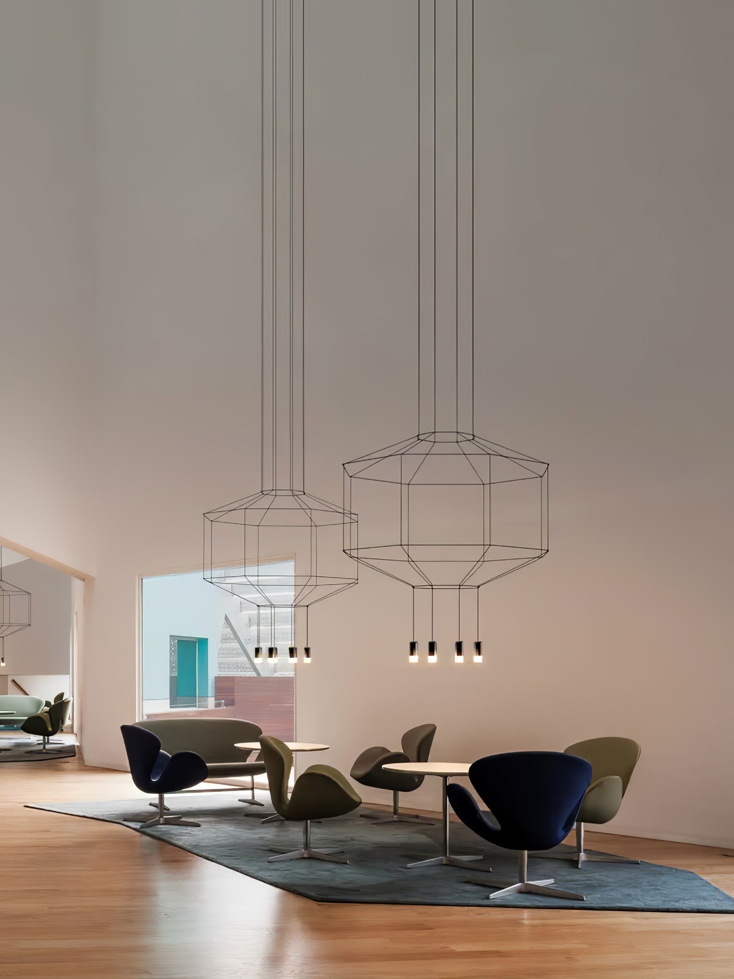 Lustra Suspension Géométrique en Fil Noir LED