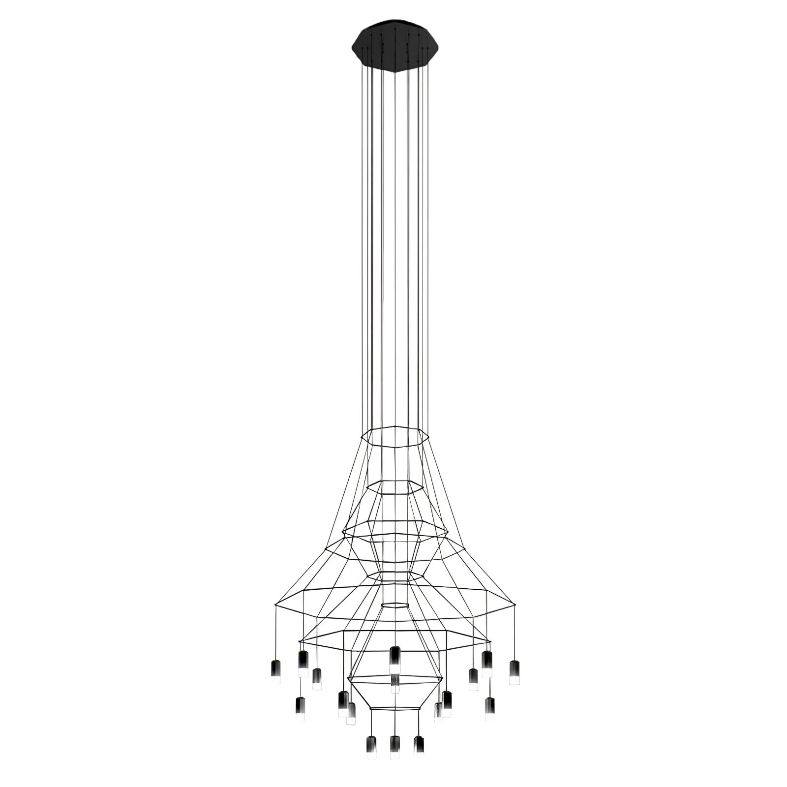 Lustra Lustre Lignes Noir Structure Métallique LED