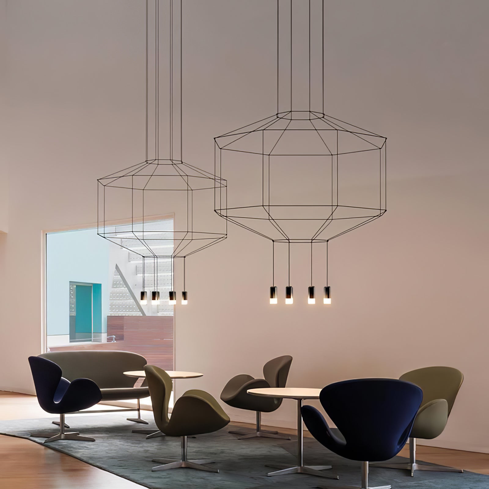 Lustra Suspension Géométrique en Fil Noir LED
